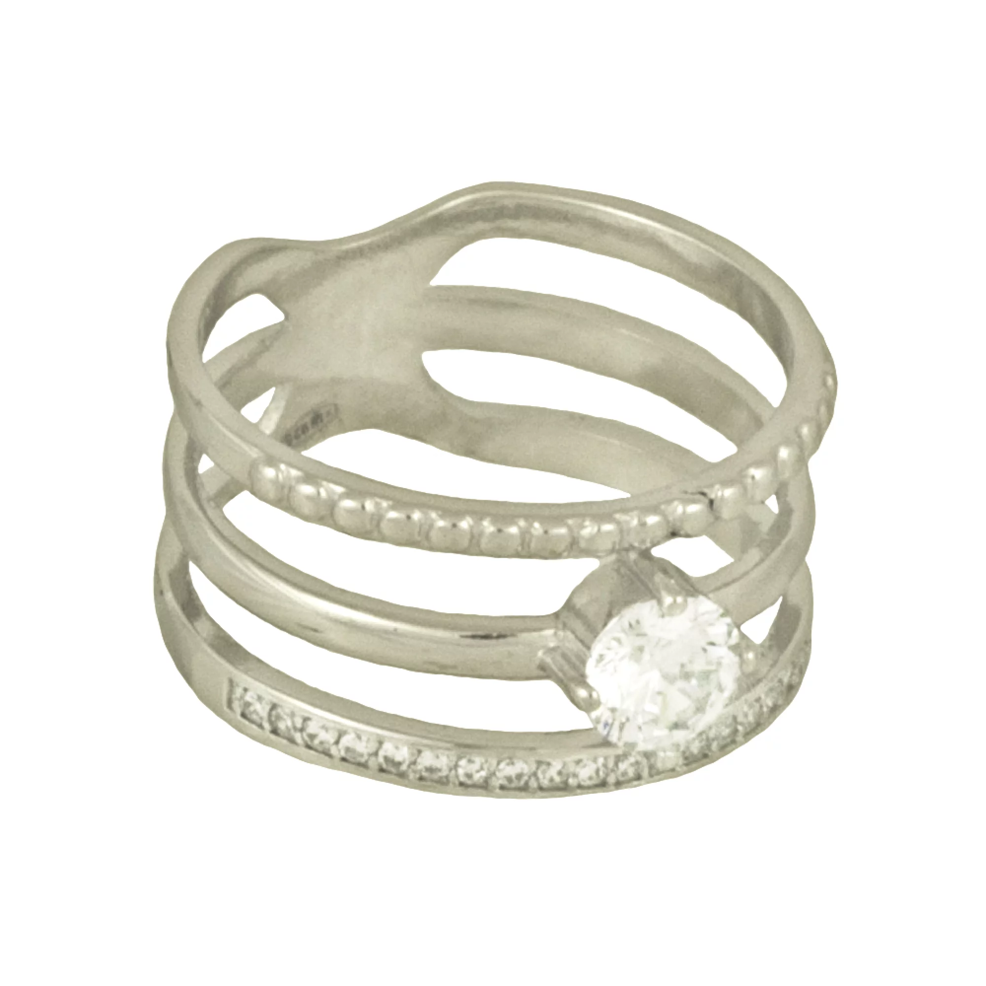 Серебряное кольцо с циркониями - 547498 – изображение 3