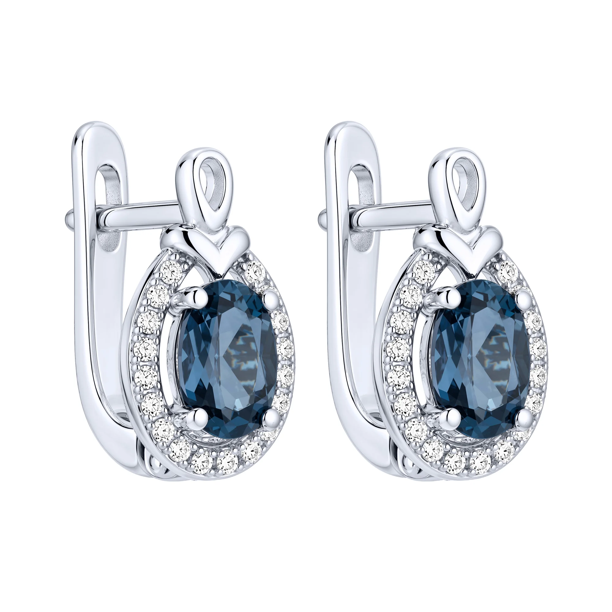 Серебряные серьги с топазом и фианитами - 2297819 - 1