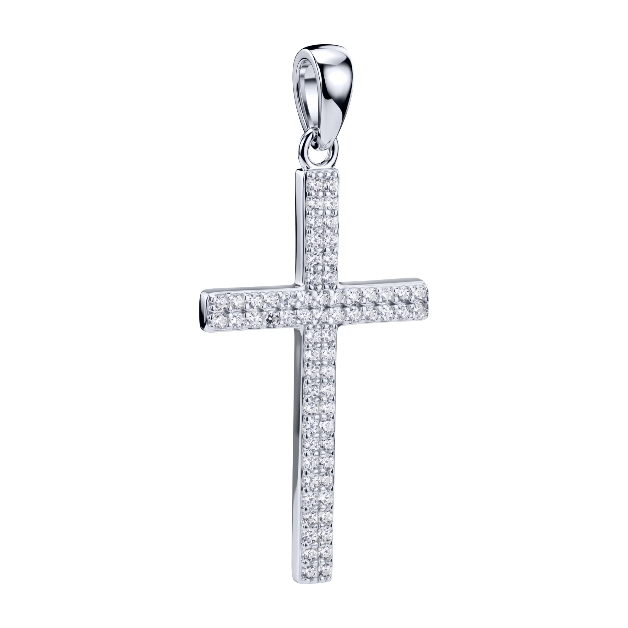 Серебряный декоративный крестик с фианитами - 2159904 - 1