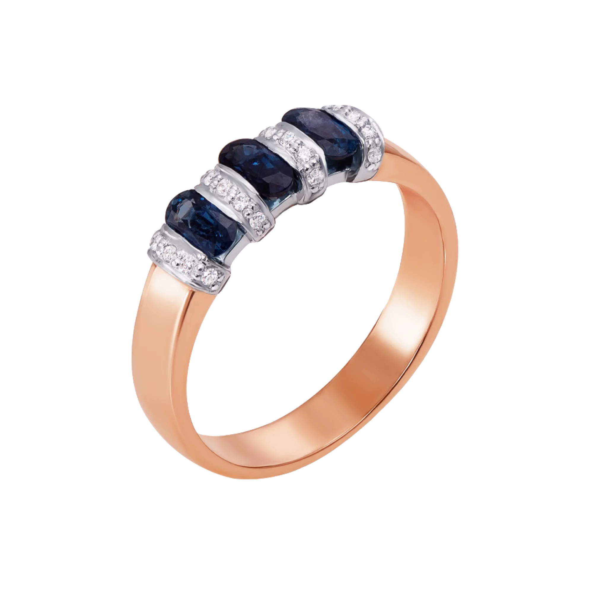 Золотое кольцо с бриллиантами и сапфирами - 474415 – изображение 1