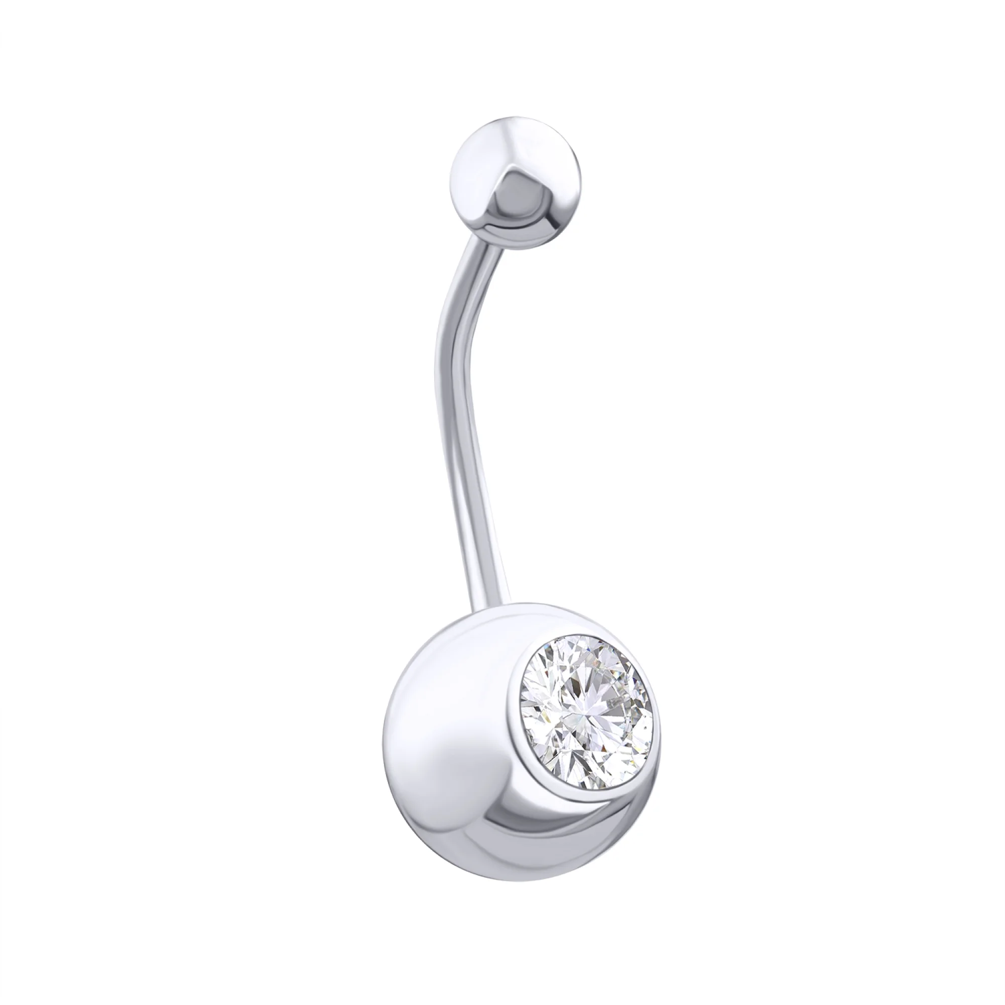 Серебряный пирсинг с цирконием - 457985 - 1