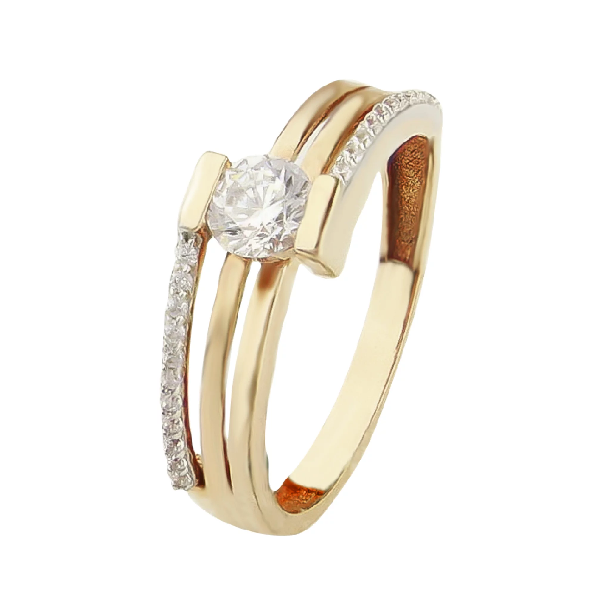 Золотое кольцо с фианитом - 511740 – изображение 1