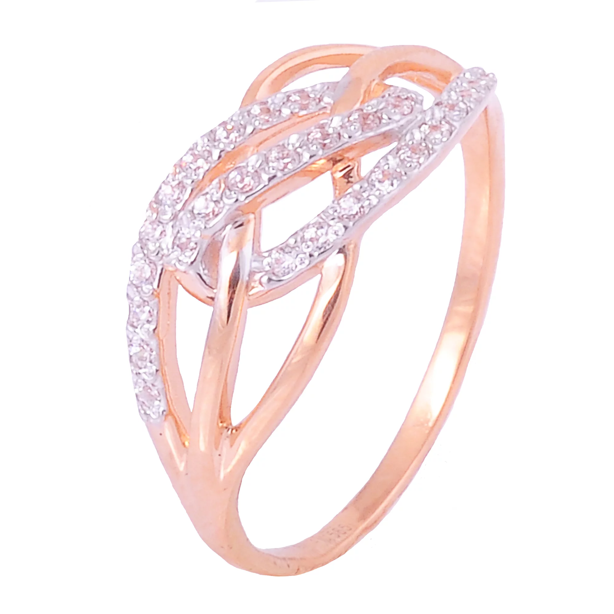 Золотое кольцо с фианитом - 502662 – изображение 1