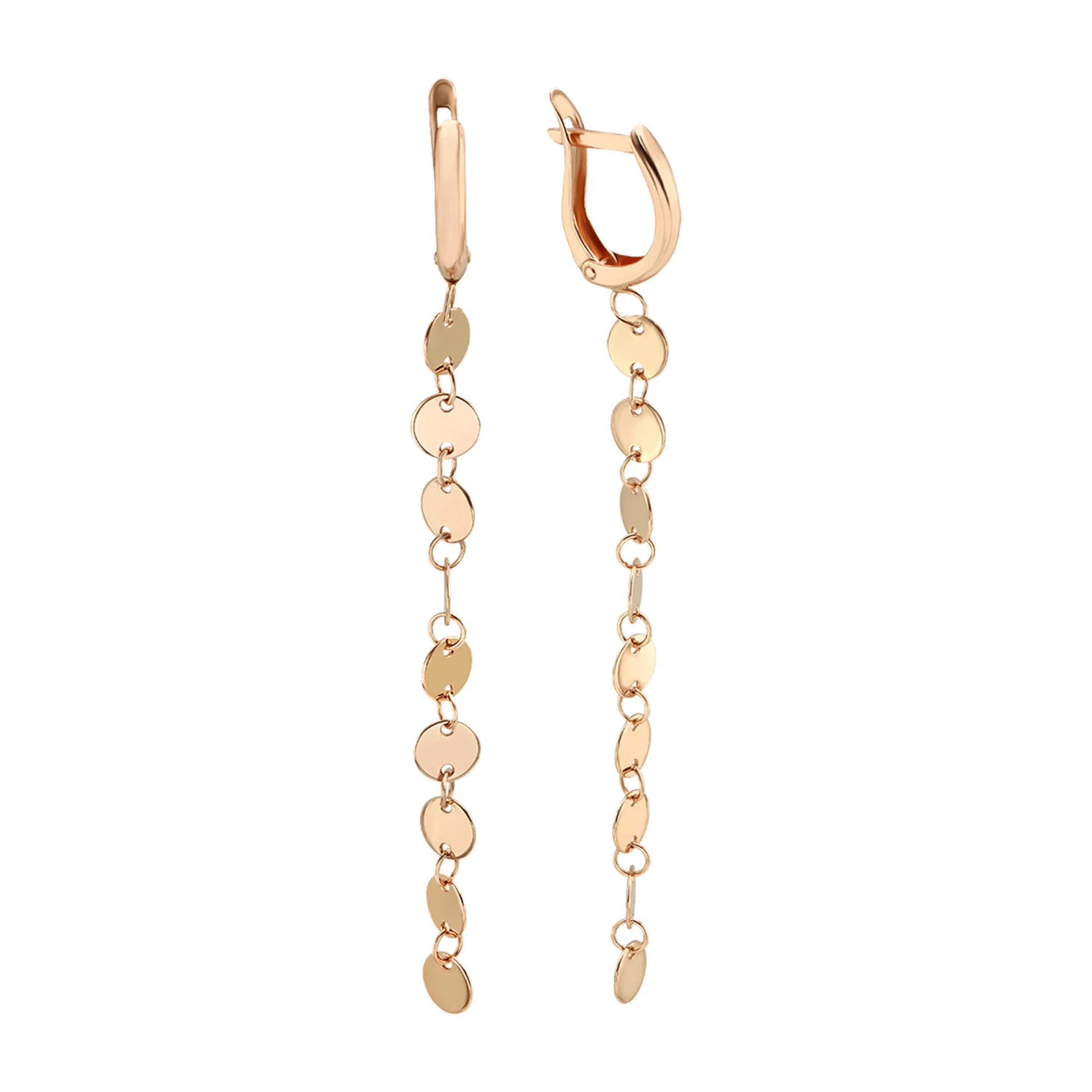 Сережки из красного золота с подвесками Монетки - 959576 - 1