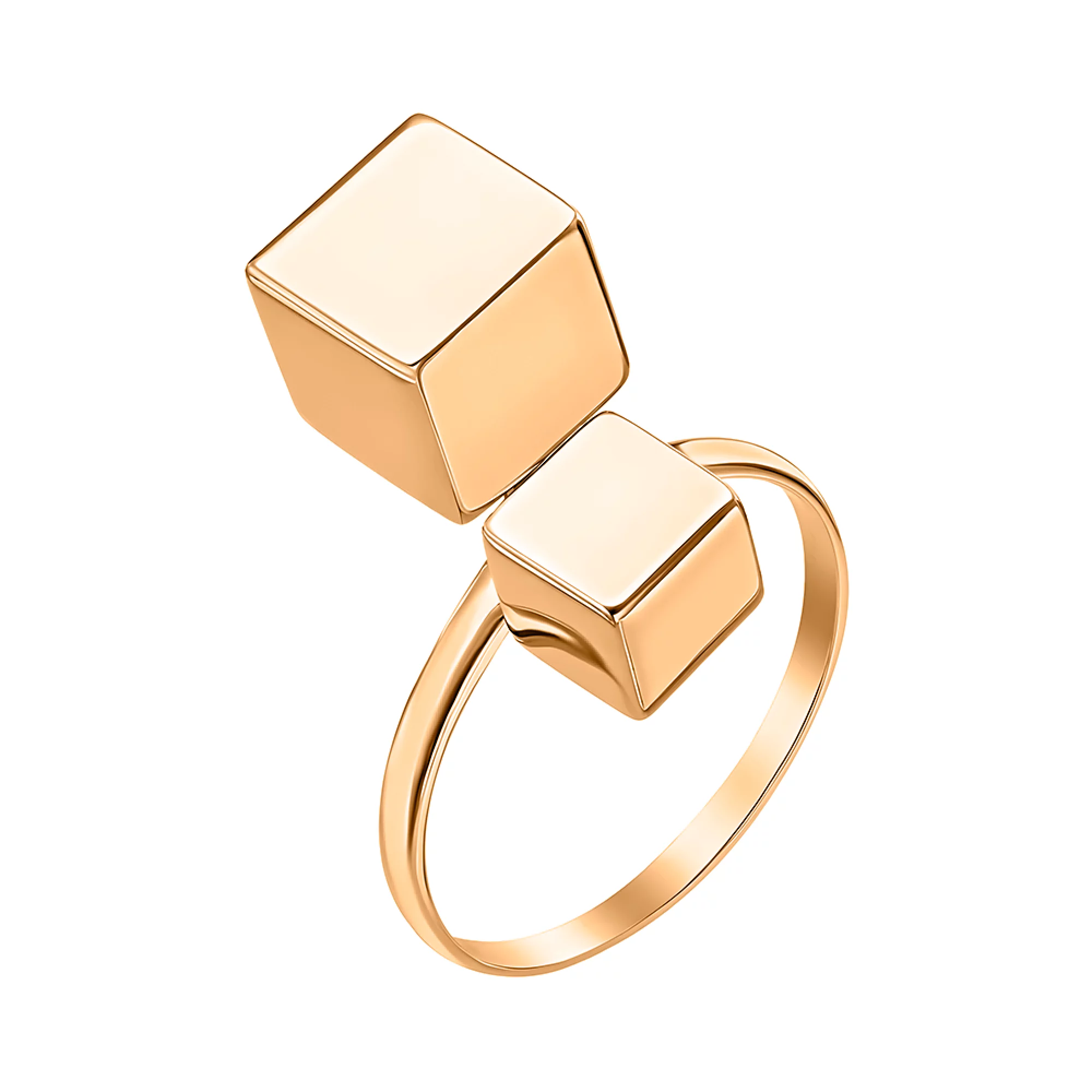 Кольцо из красного золота "Куб" - 1435247 – изображение 1