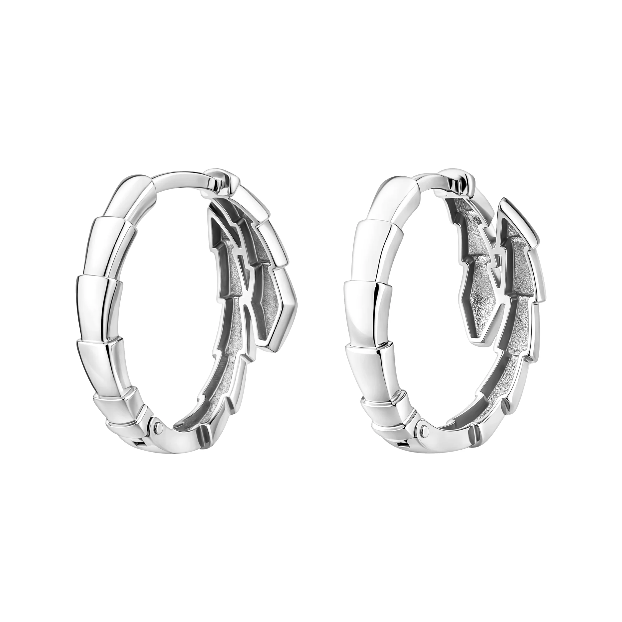 Серьги-кольца "Змея" из белого золота - 2149615 - 2