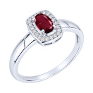 Серебряное кольцо "Квадрат" с рубином и фианитами - 2297425