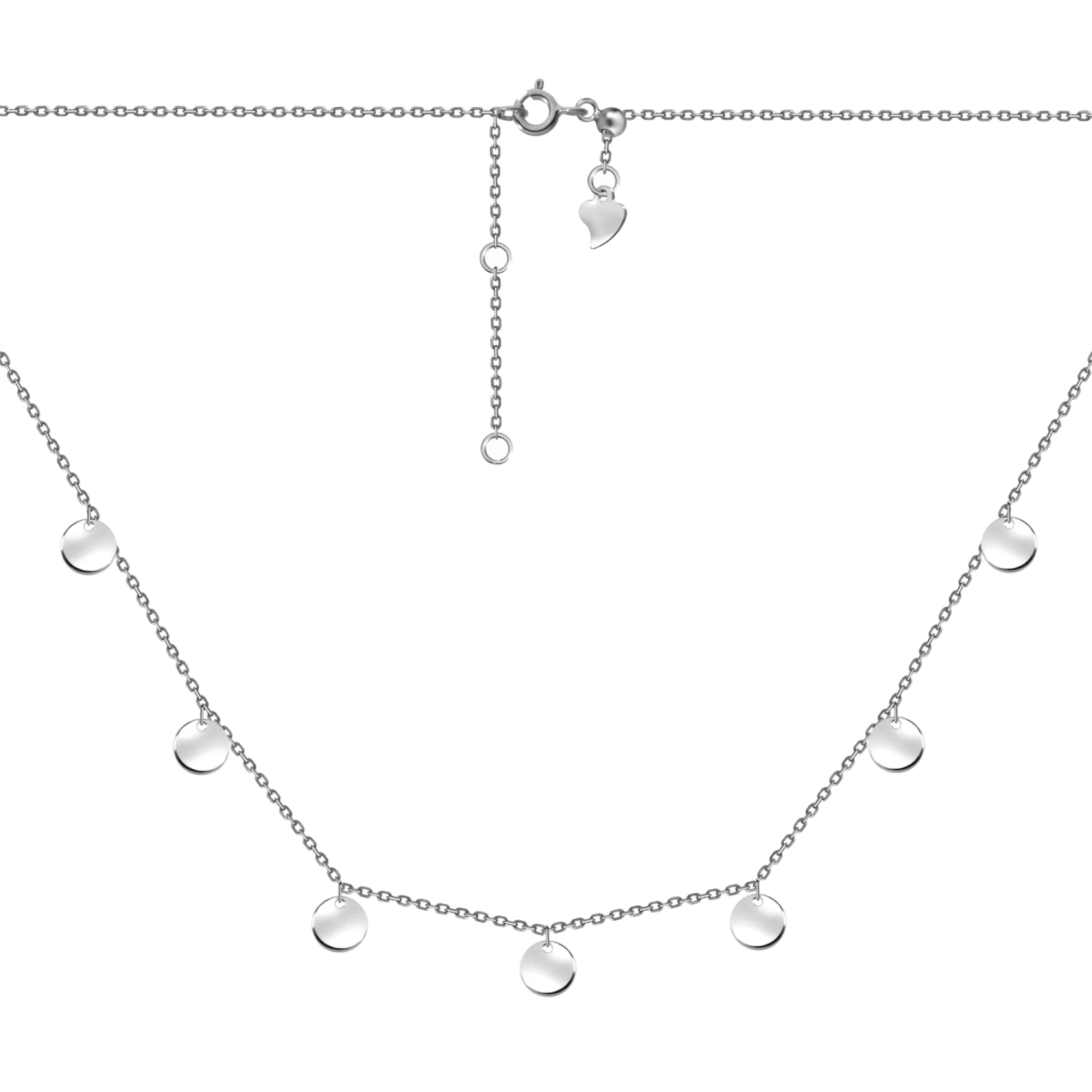 Колье серебряное с подвесками Монетки Якорное плетение - 968117 – изображение 1
