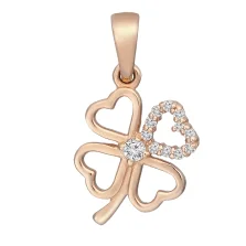 Золотий підвіс з фіанітом "Конюшина" - 383346