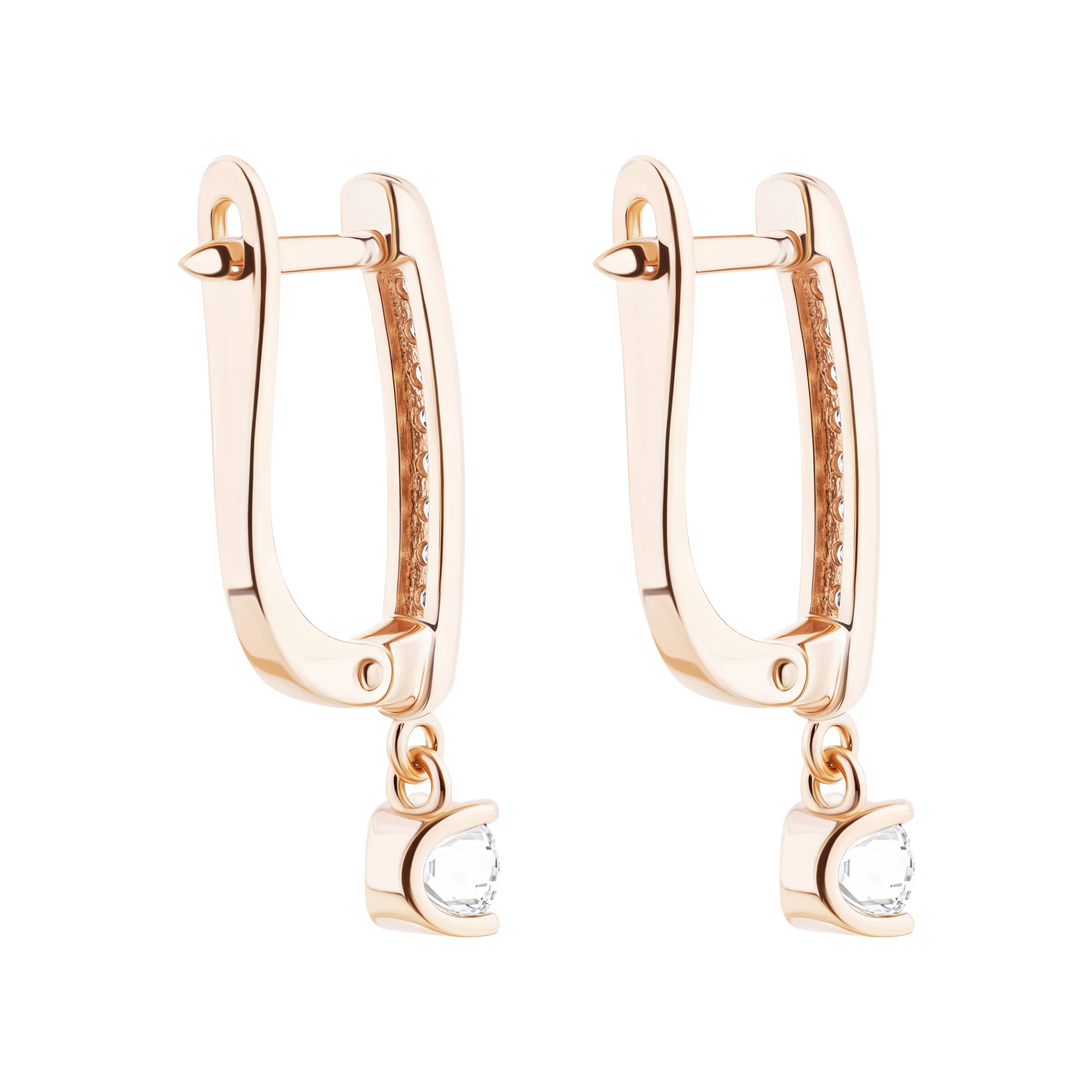 Серьги из красного золота с подвесом и с бриллиантами - 2135854 - 2