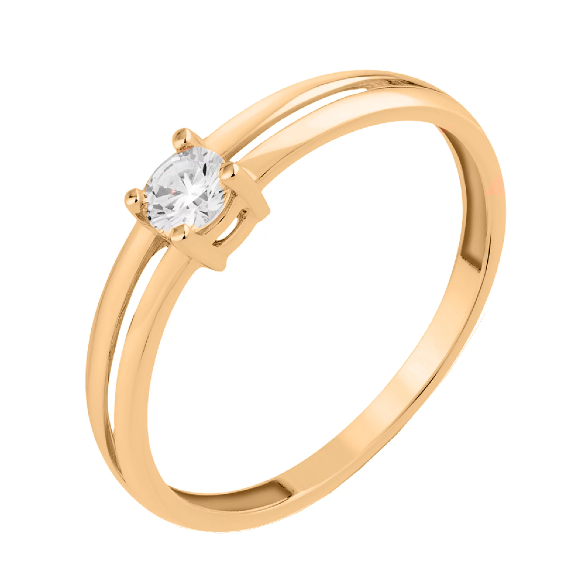 Золотое помолвочное кольцо с фианитом - 1694659 – изображение 1