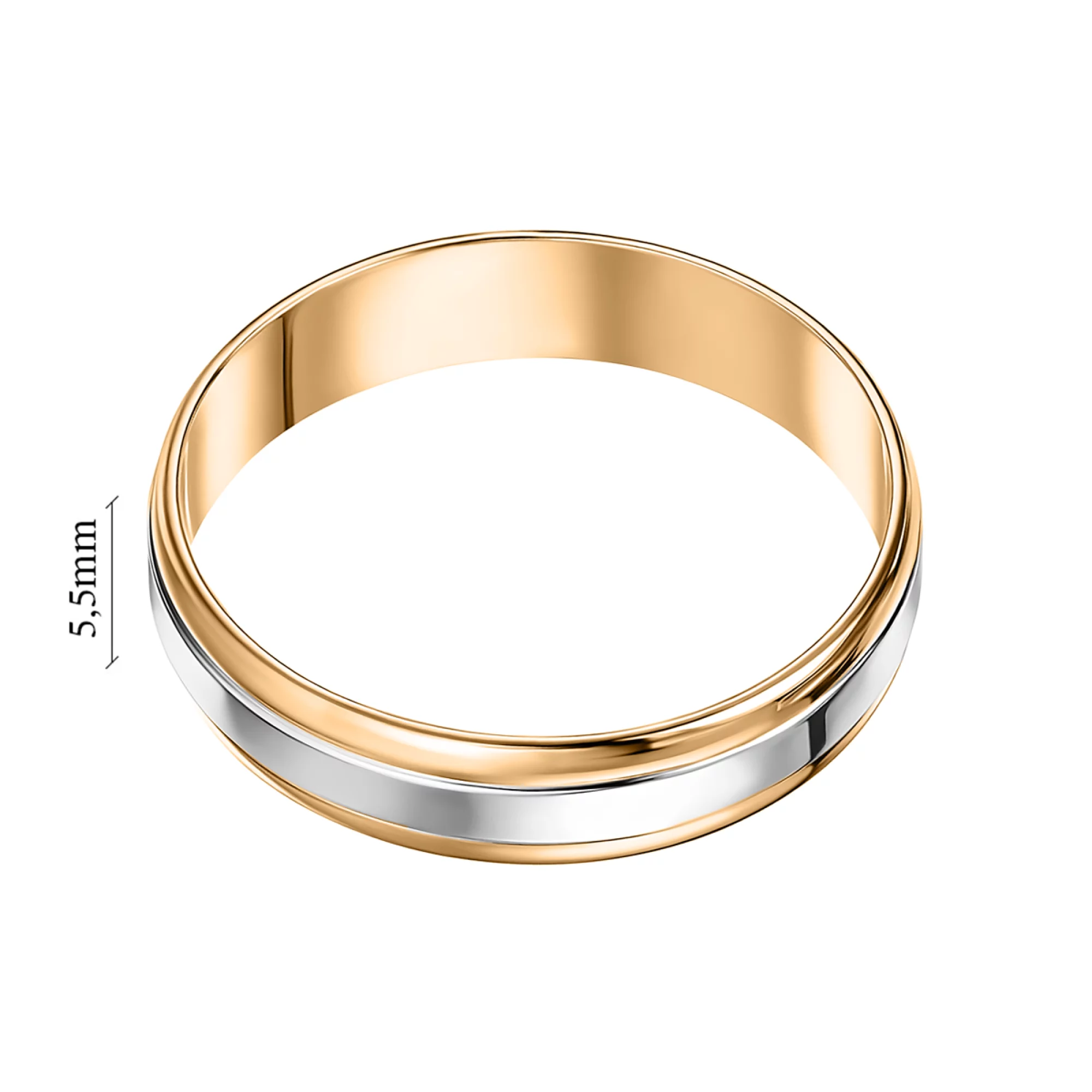 Обручальное кольцо из комбинированого золота классическое - 1264431 – изображение 4