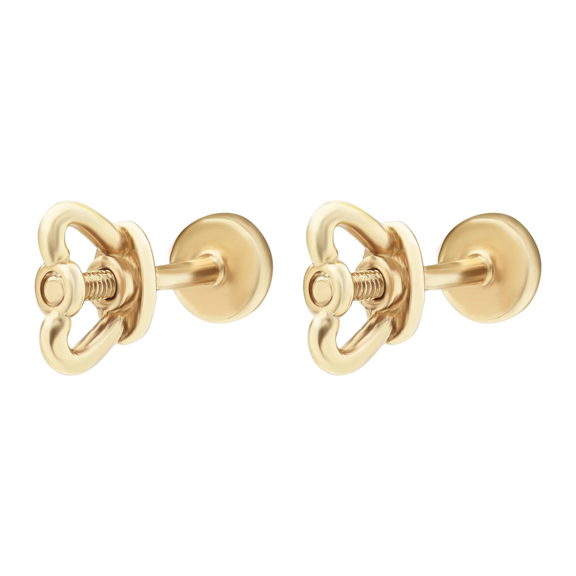Круглые сережки-гвоздики из красного золота - 798792 - 2