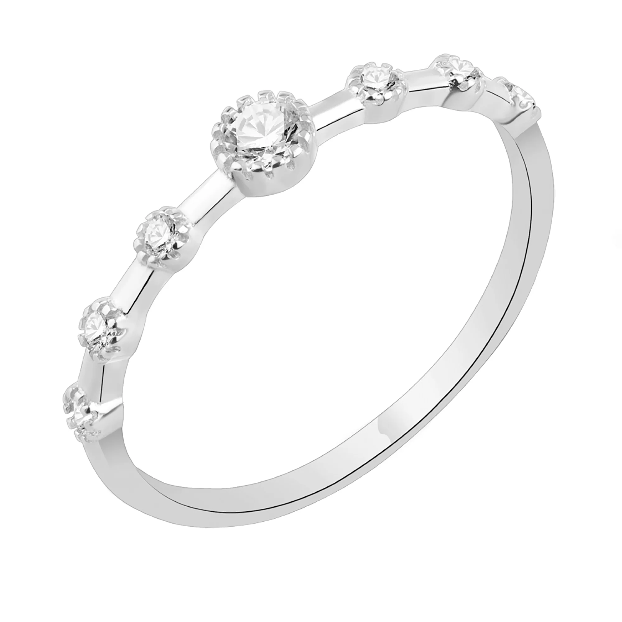Кольцо серебряное с фианитами - 1514801 - 1