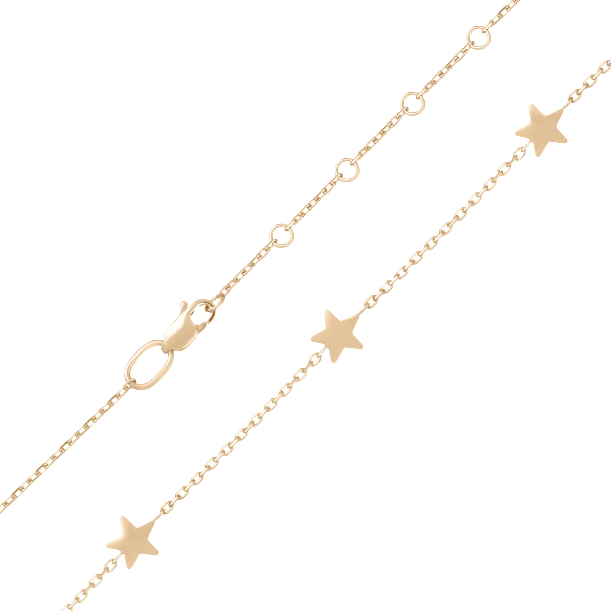 Колье "Звездочки" из красного золота в якорном плетении - 1658241 – изображение 1