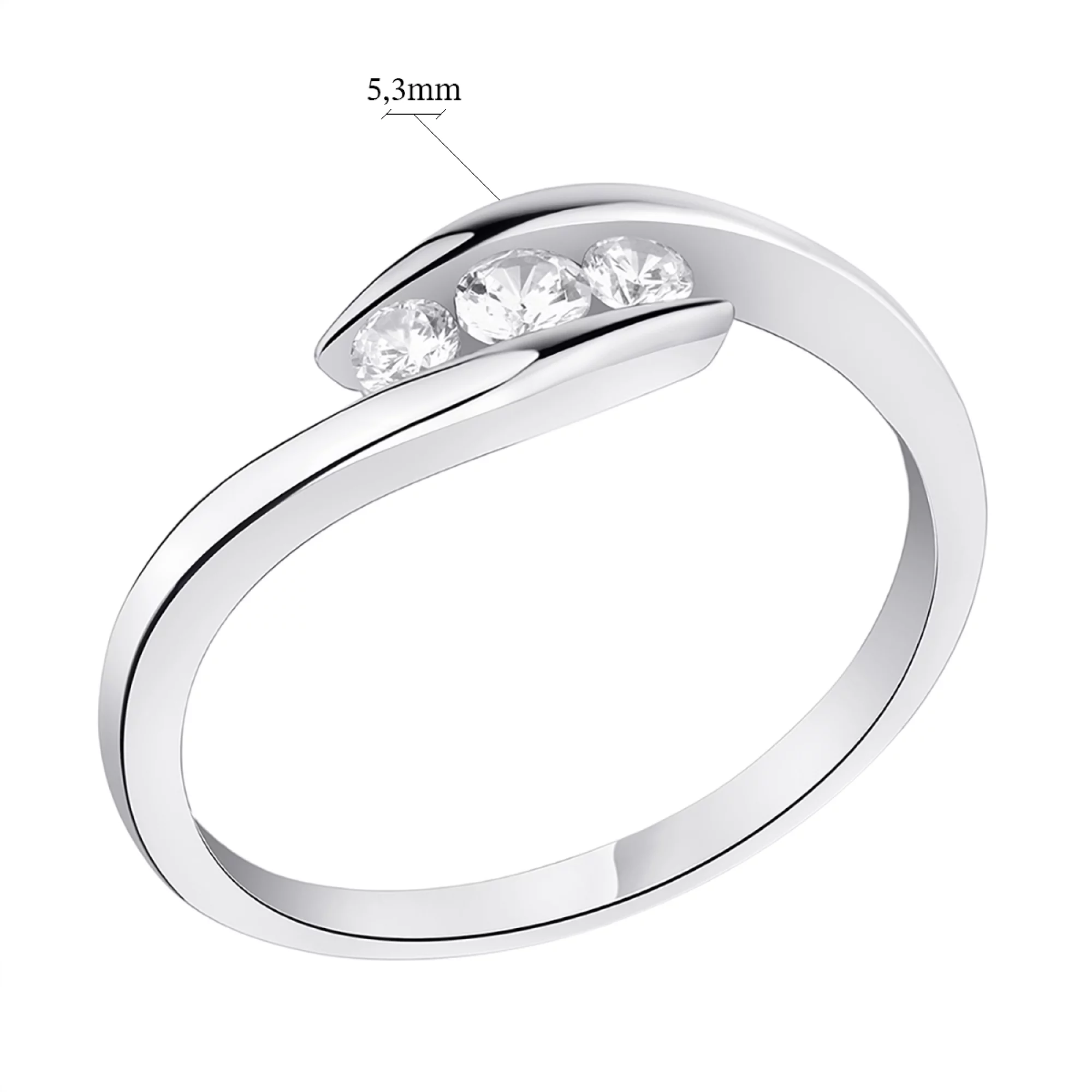 Серебряное кольцо с фианитом - 1303075 – изображение 2