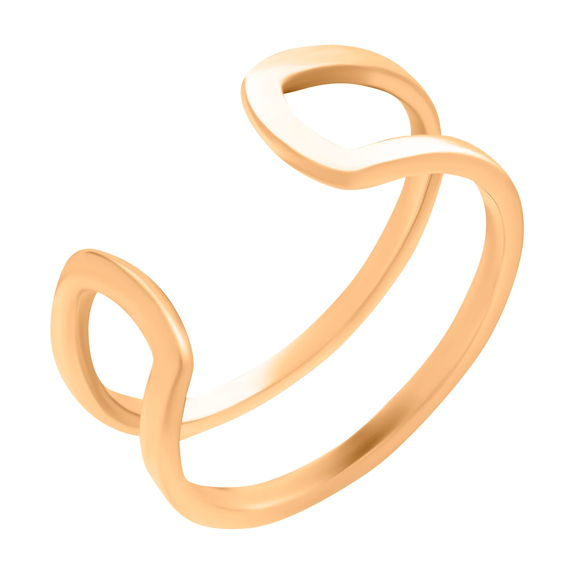 Кольцо двойное из красного золота на фалангу - 815485 – изображение 1