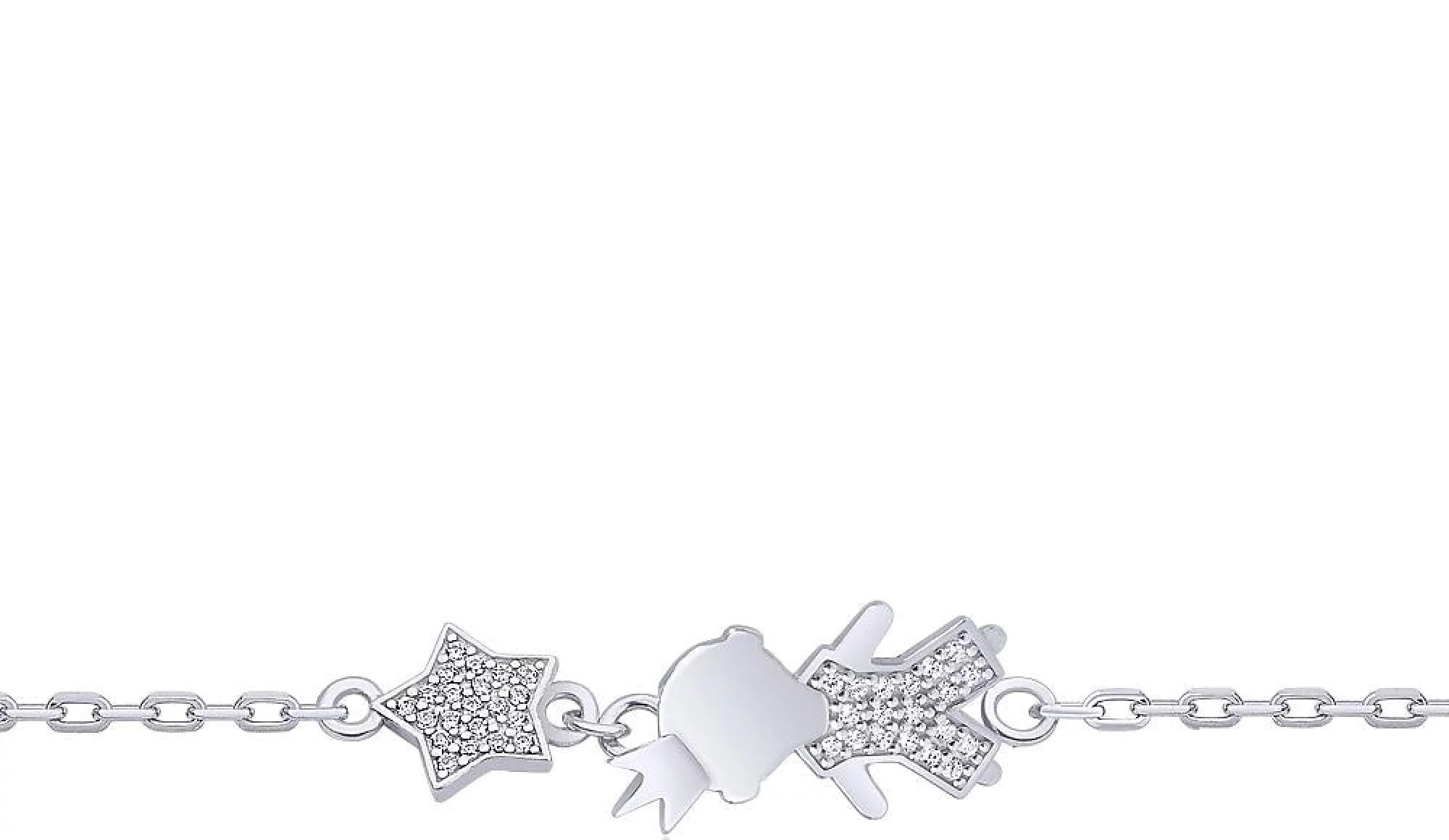 Срібний браслет з фіанітом Дівчинка Зірка в Якірному плетінні - 457868 – зображення 2