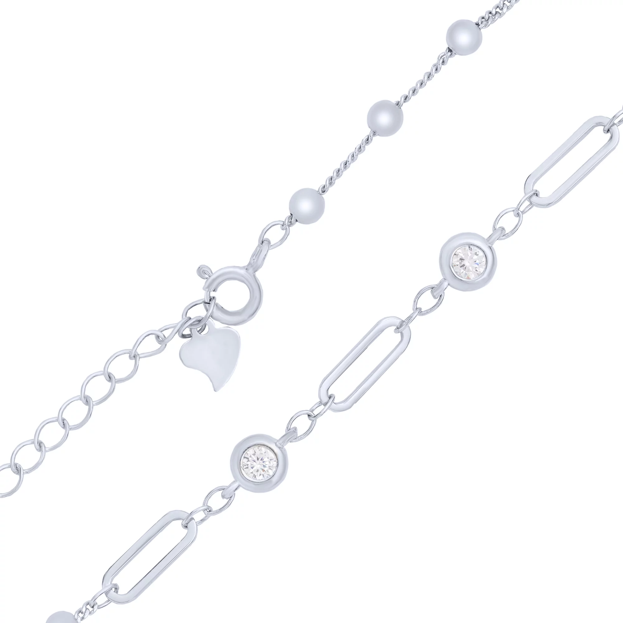 Браслет серебряный с фианитами плетение якорь - 1714733 – изображение 2