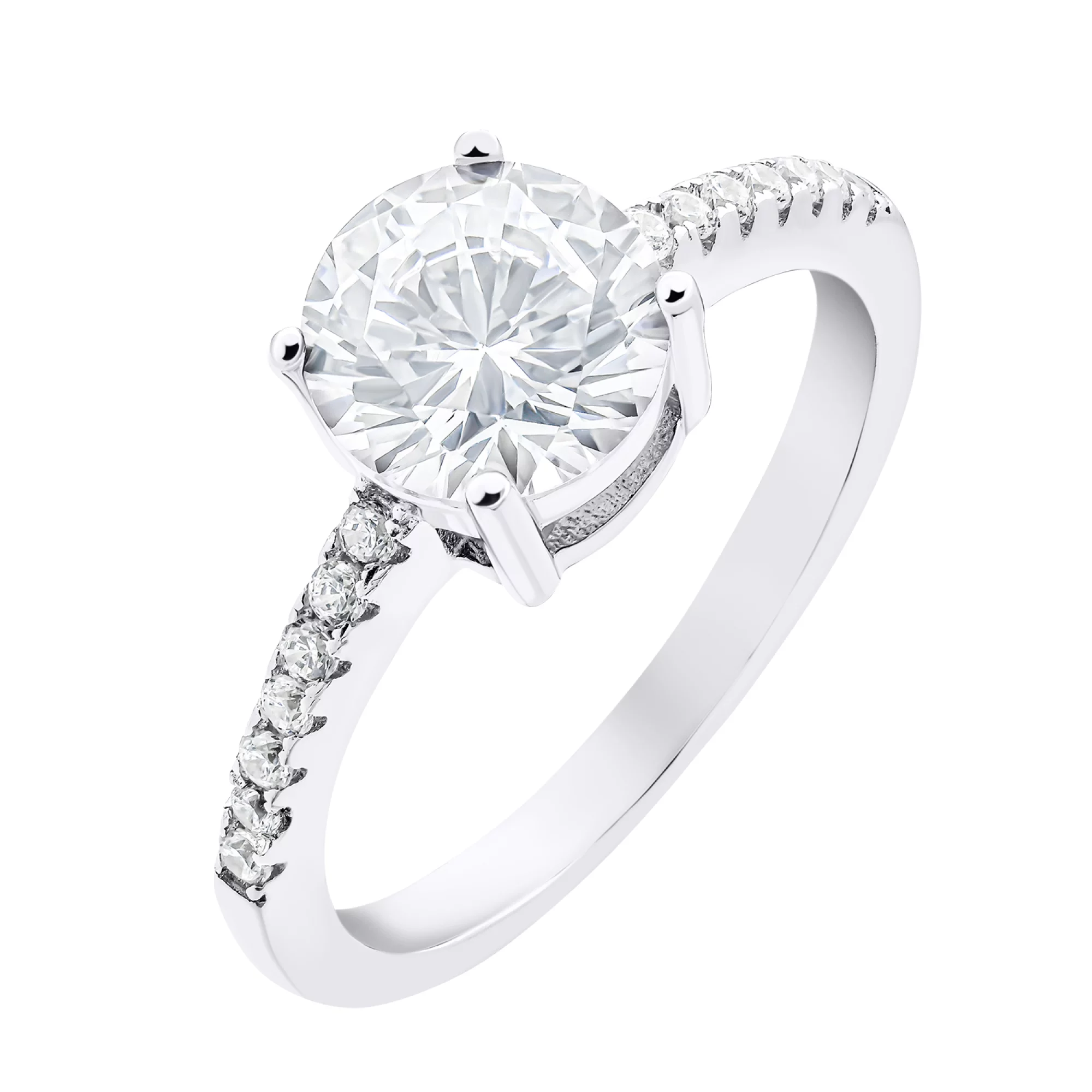 Помолвочное кольцо из серебра с дорожкой фианитов - 1520450 – изображение 1