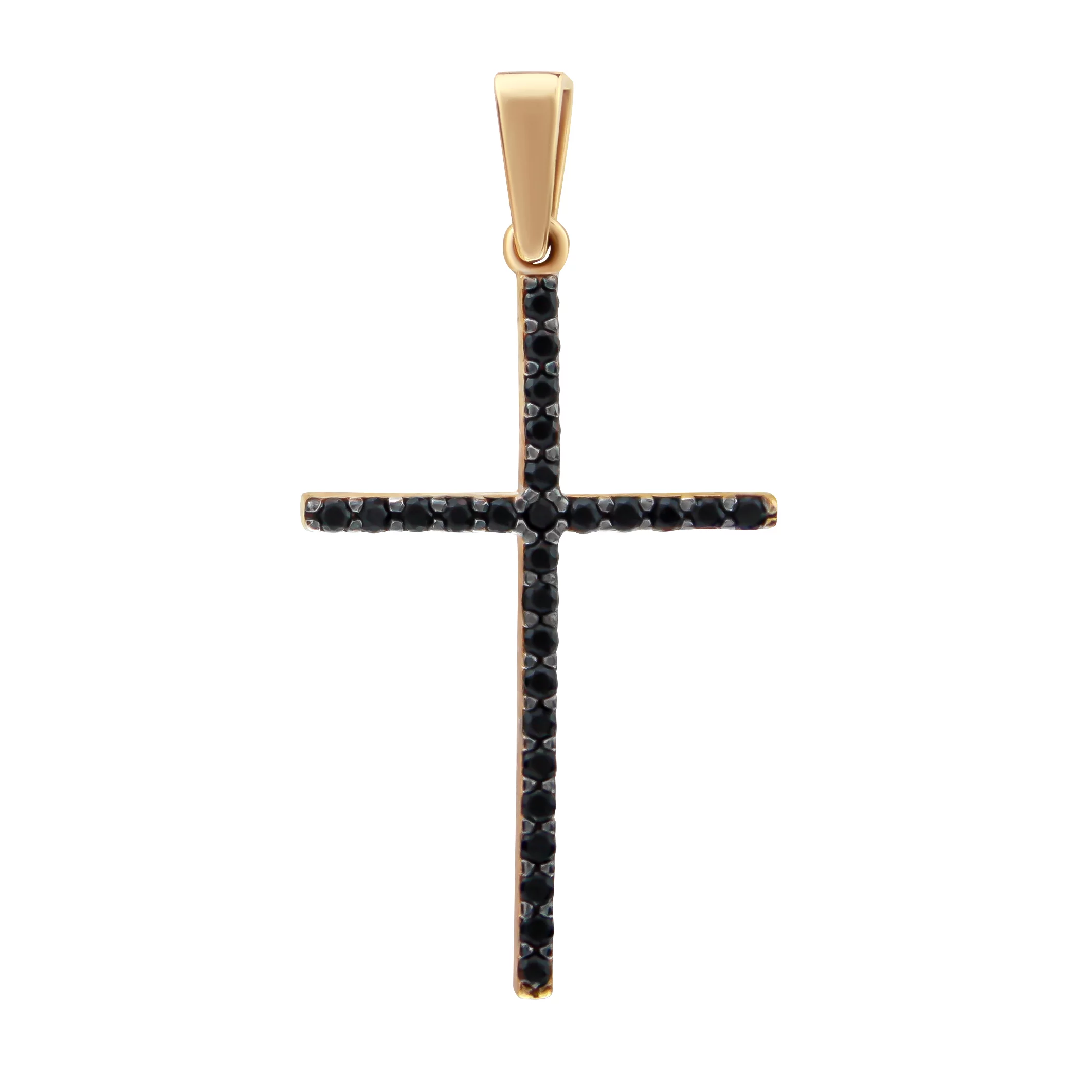 Двухсторонний крест с черным и белым фианитом. Артикул 440418ч: цена, отзывы, фото – купить в интернет-магазине AURUM