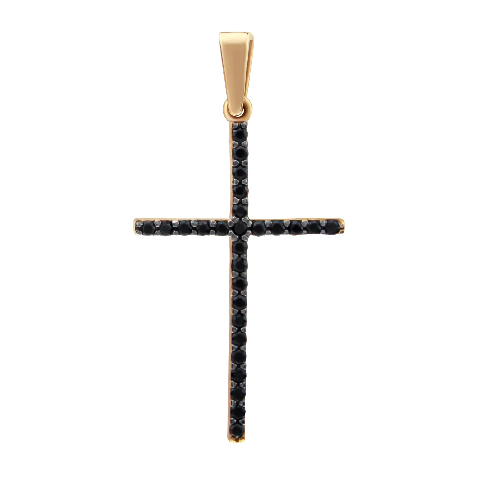 Двухсторонний крест с черным и белым фианитом - 466174 – изображение 1