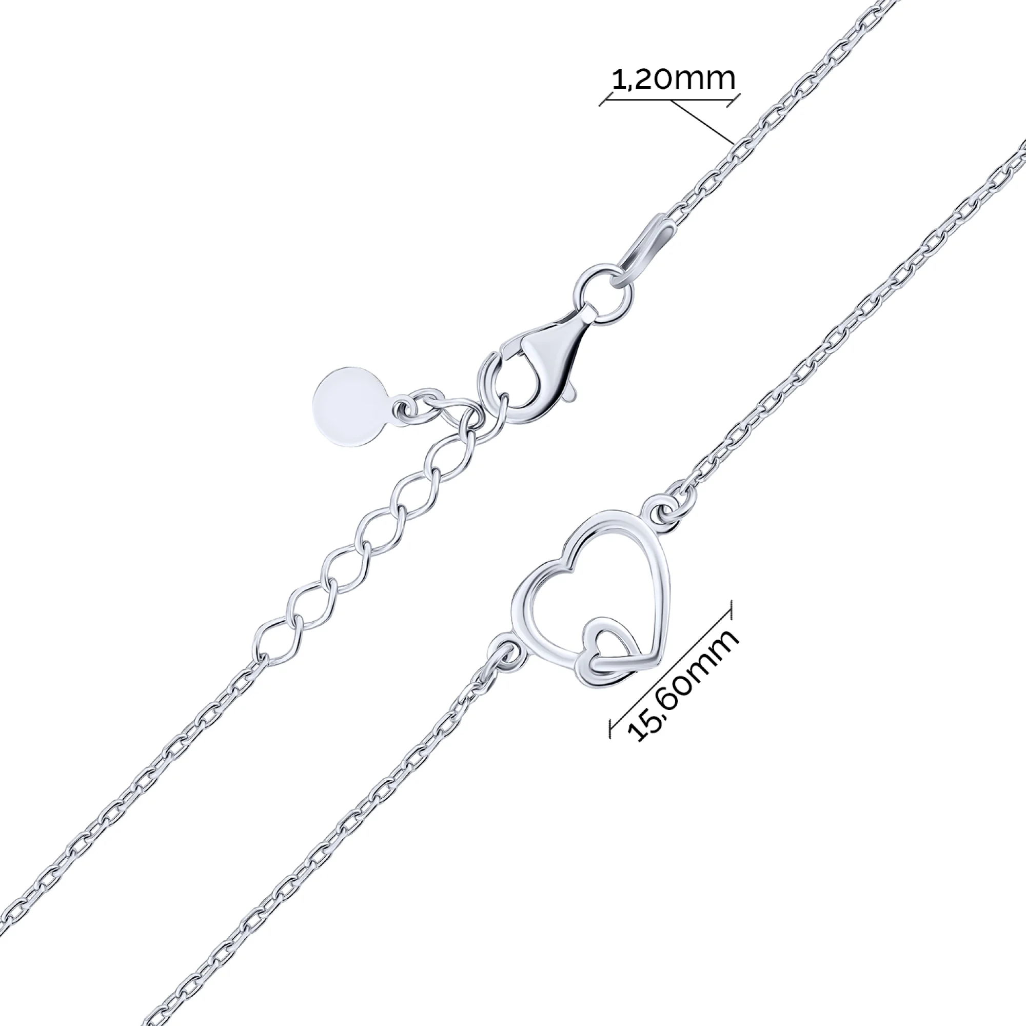 Серебряный браслет "Сердца" плетение якорь - 2149510 - 3
