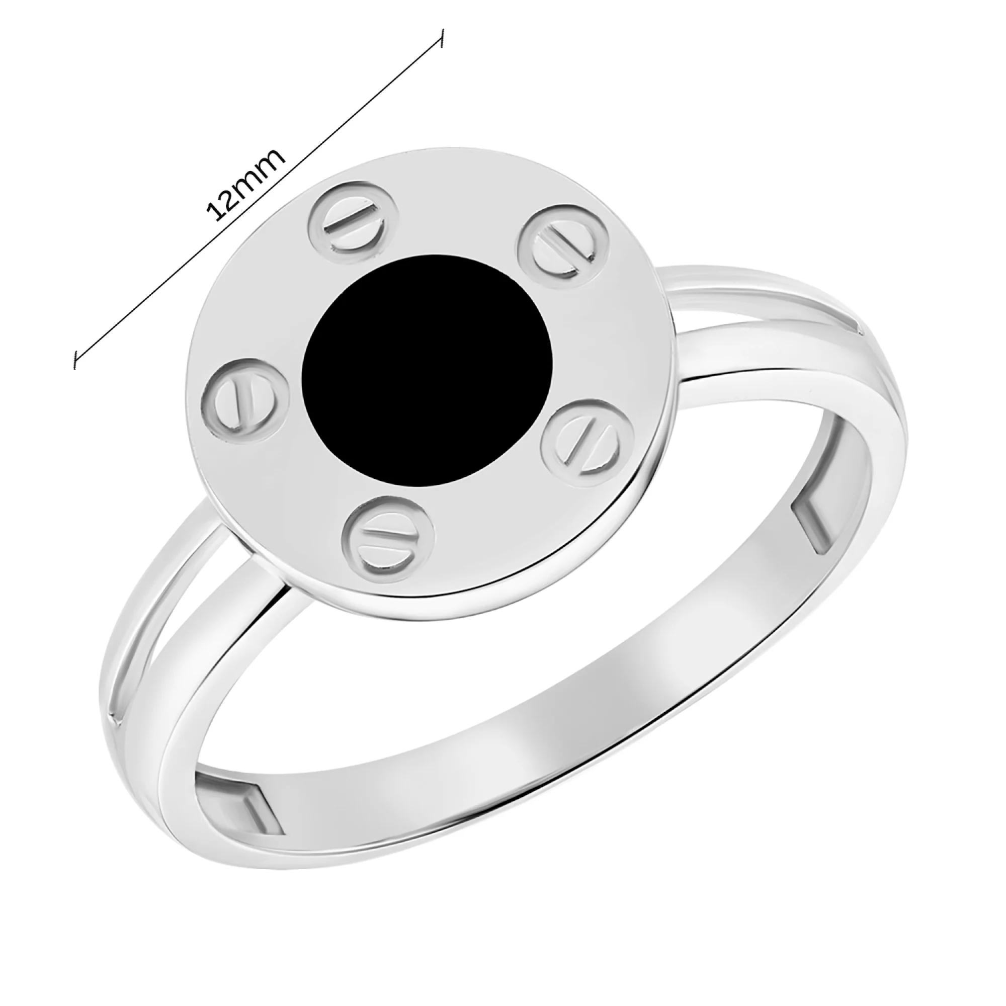 Кольцо "Love" из белого золота с эмалью - 1095003 - 2