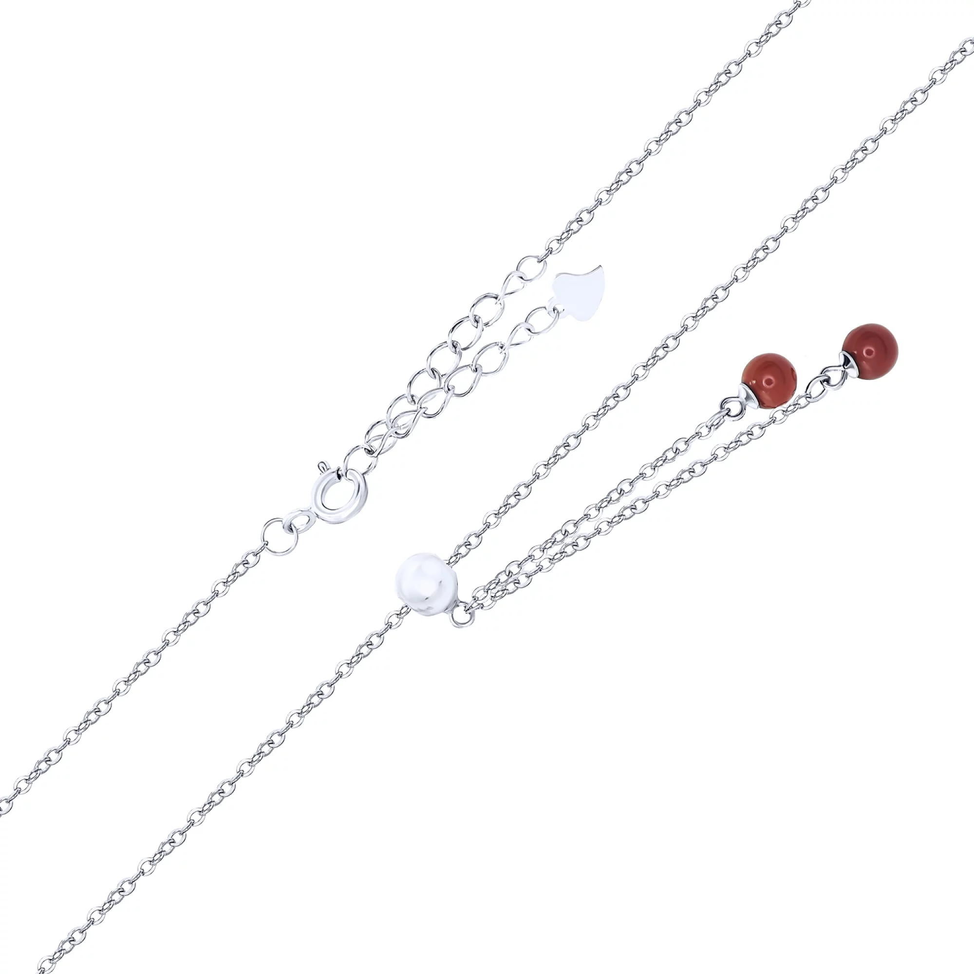 Серебряное колье-галстук якорного плетения с кораллами - 1644403 – изображение 2