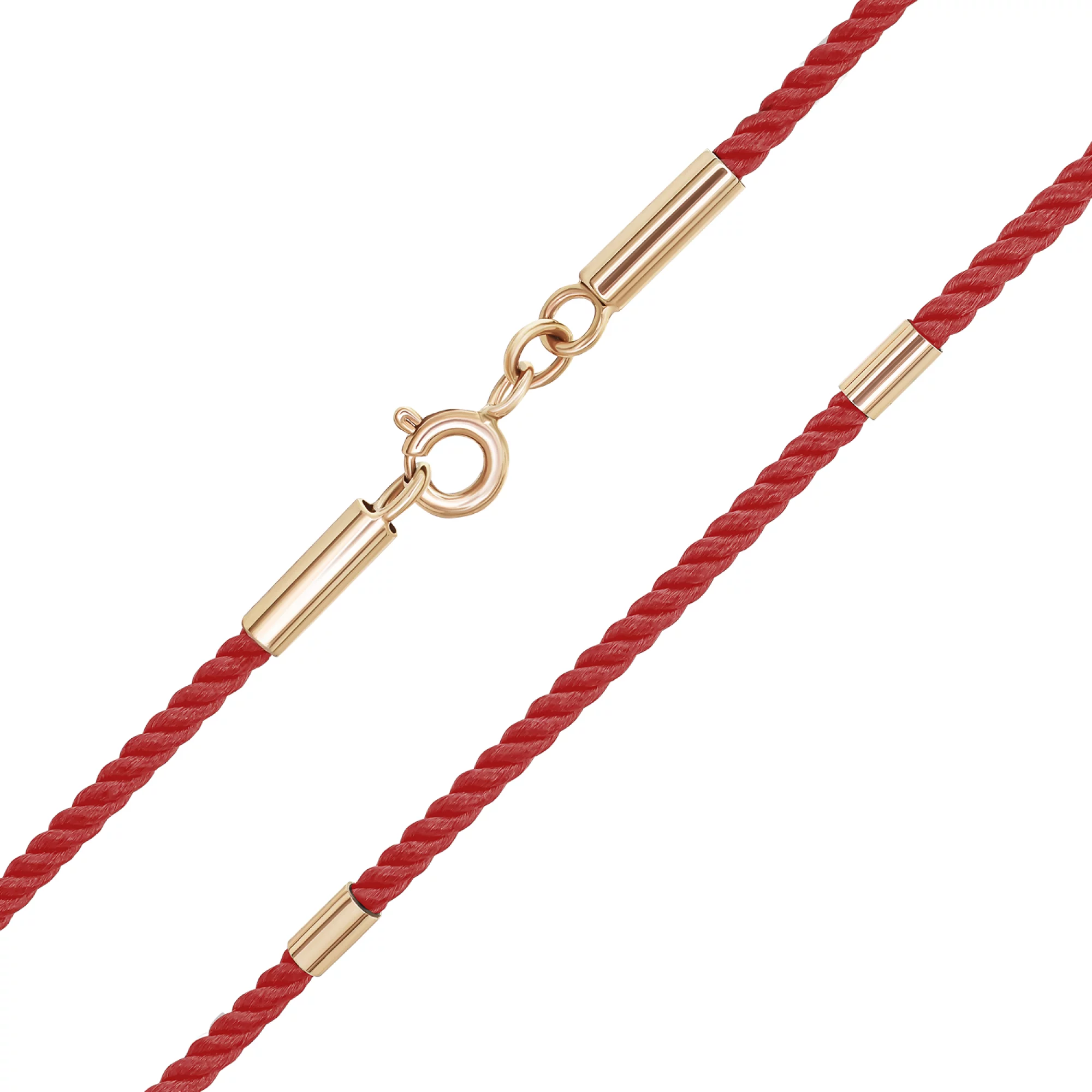 Красный шелковый шнурок с вставками из золота - 1743344 – изображение 1