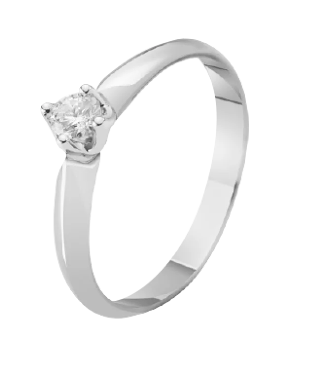 Каблучка для заручин у білому золоті з діамантом. Артикул К1025б: ціна, відгуки, фото – купити в інтернет-магазині AURUM