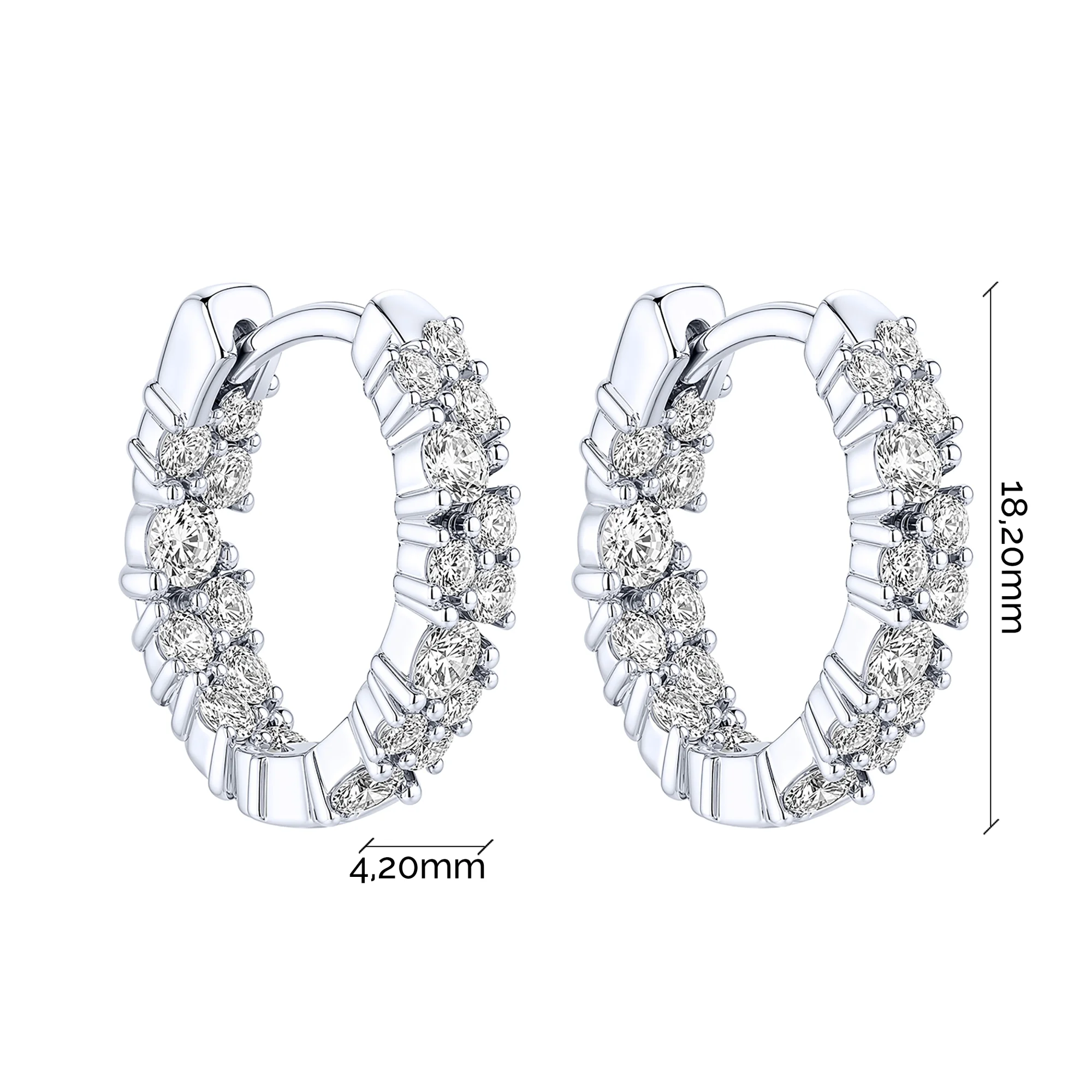 Сережки-кольца из серебра с фианитами  - 2257765 - 2