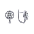 Серьги с фианитами в белом золоте - 410782