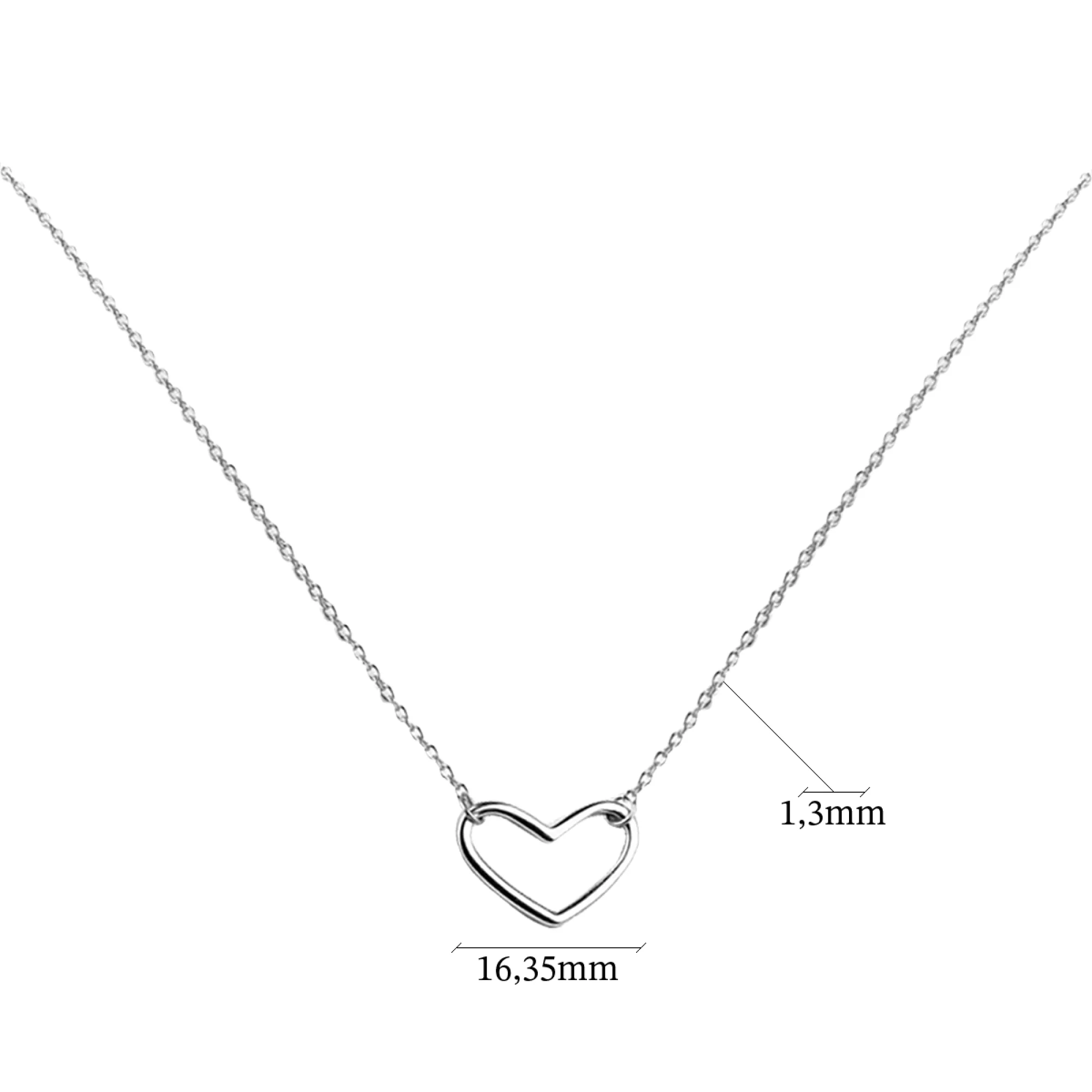 Колье серебряное "Сердце" в плетении якорь - 962481 – изображение 2