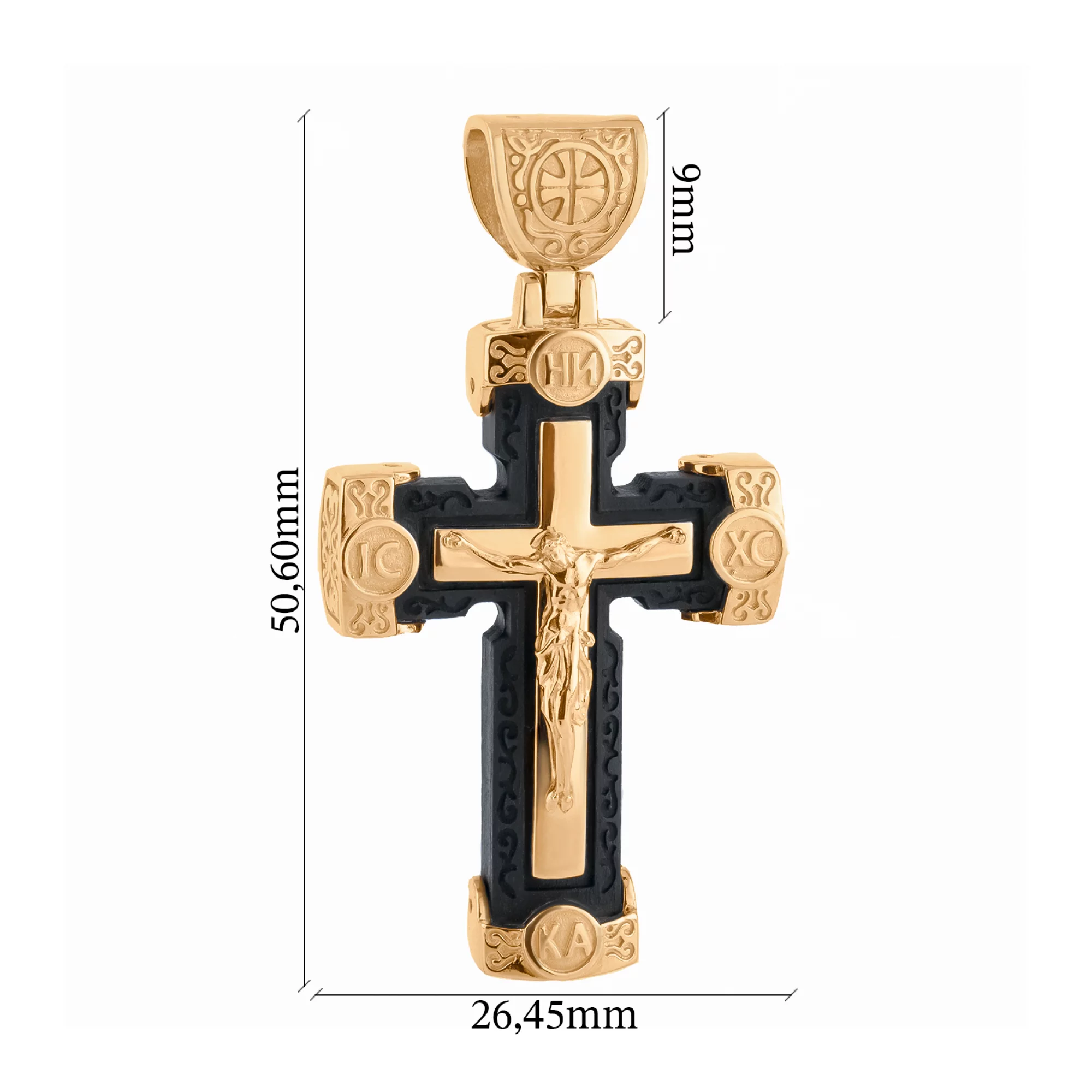 Хрест із червоного золота з ебеновим деревом - 1686961 – зображення 3