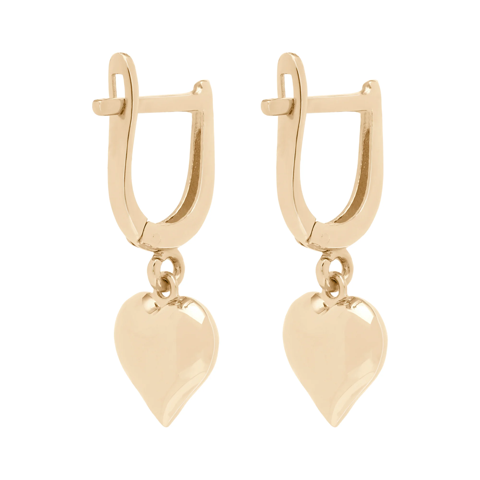 Сережки с подвесным сердечком из красного золота - 1737508 - 4