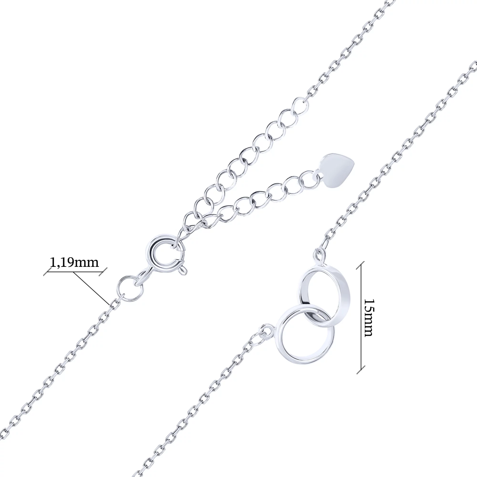 Срібне кольє "Каблучки" якірне плетіння - 1644549 – зображення 3