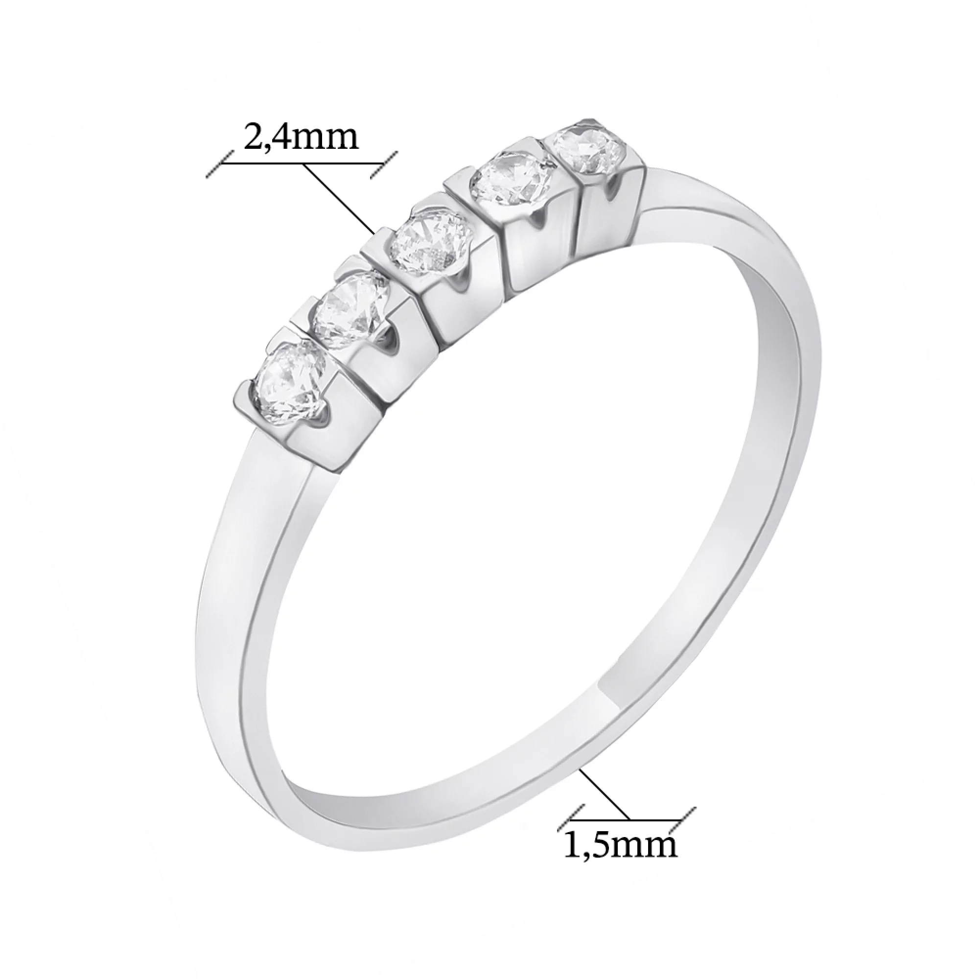 Серебряное кольцо с фианитами - 1571942 – изображение 2