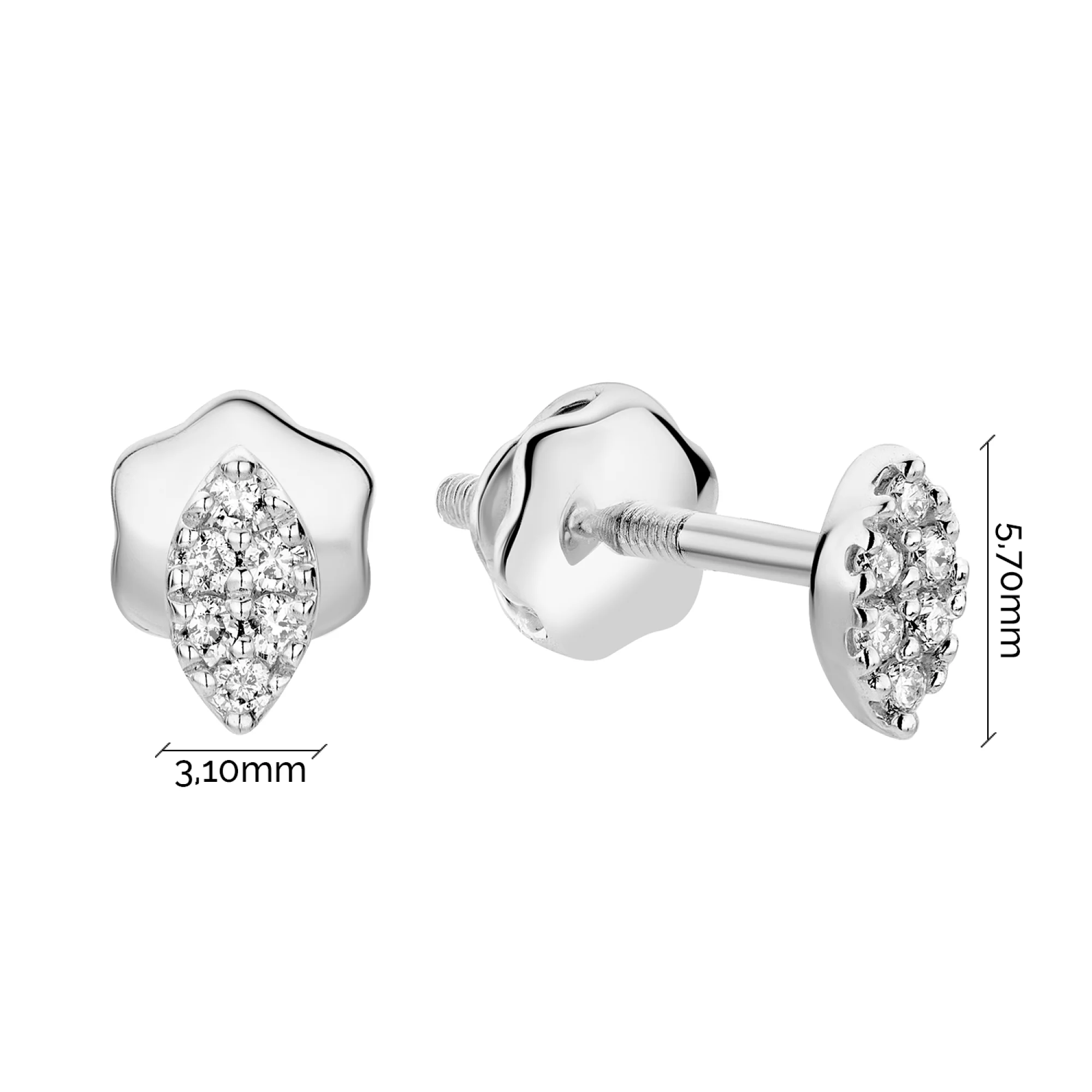 Серьги-гвоздики с бриллиантами в белом золоте - 2149694 - 2