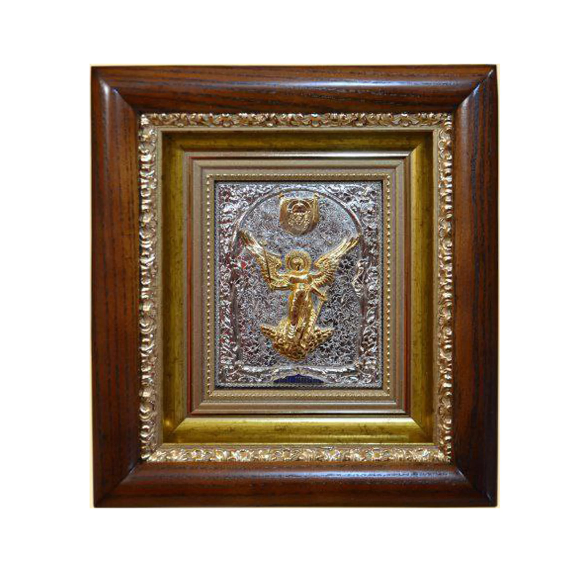 Серебряная икона "Ангел Хранитель" с позолотой - 1573152 – изображение 1