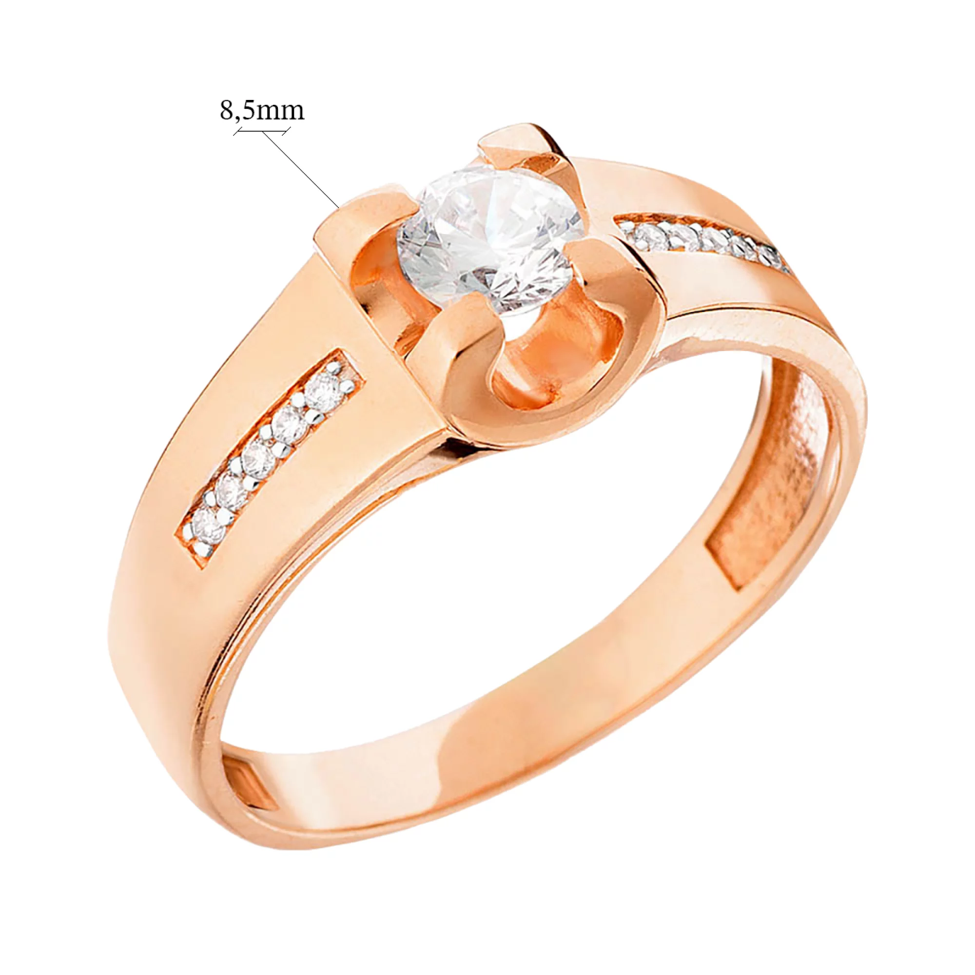 Золотое кольцо с фианитом - 585269 – изображение 2