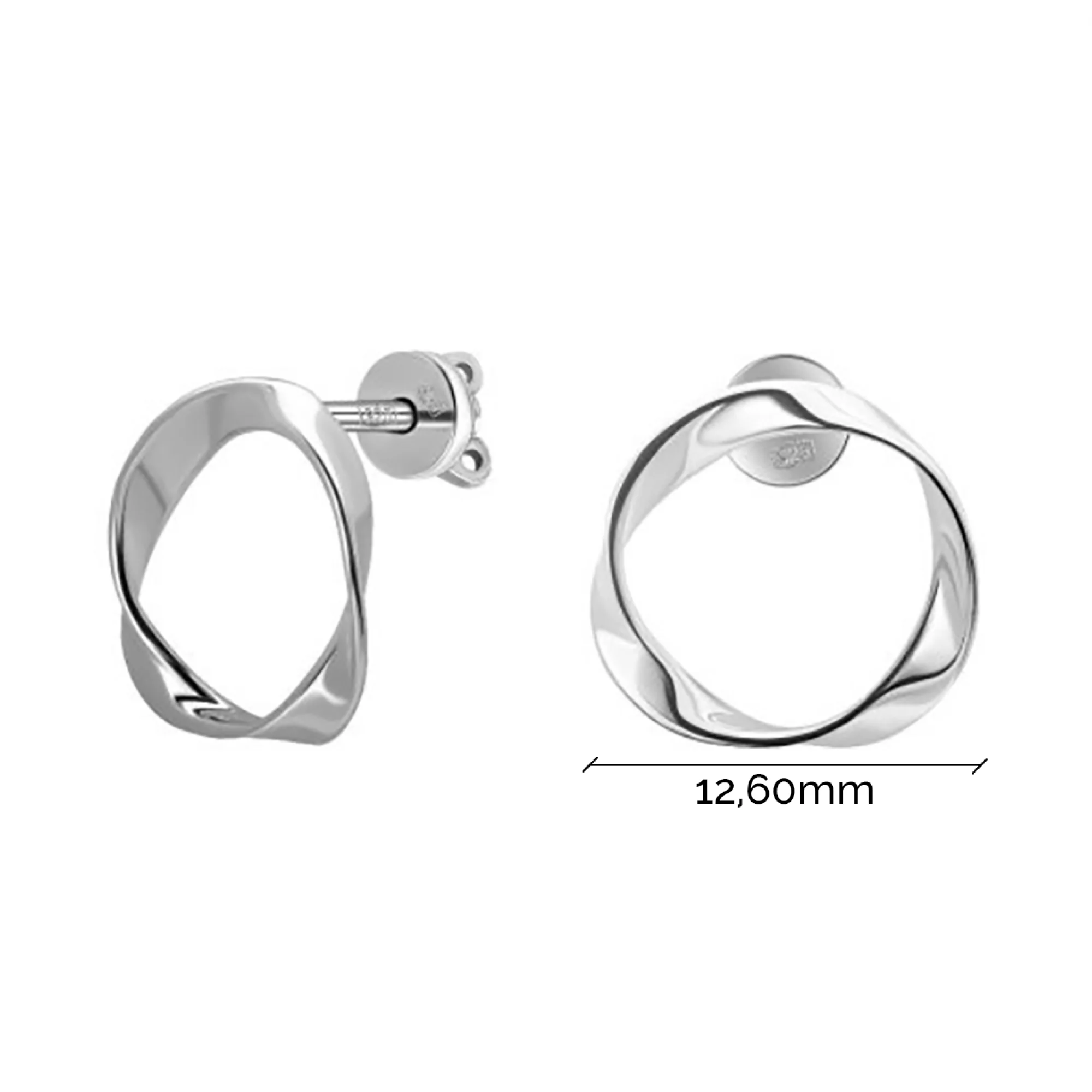 Серебряные серьги-гвоздики в виде круга - 961408 - 2