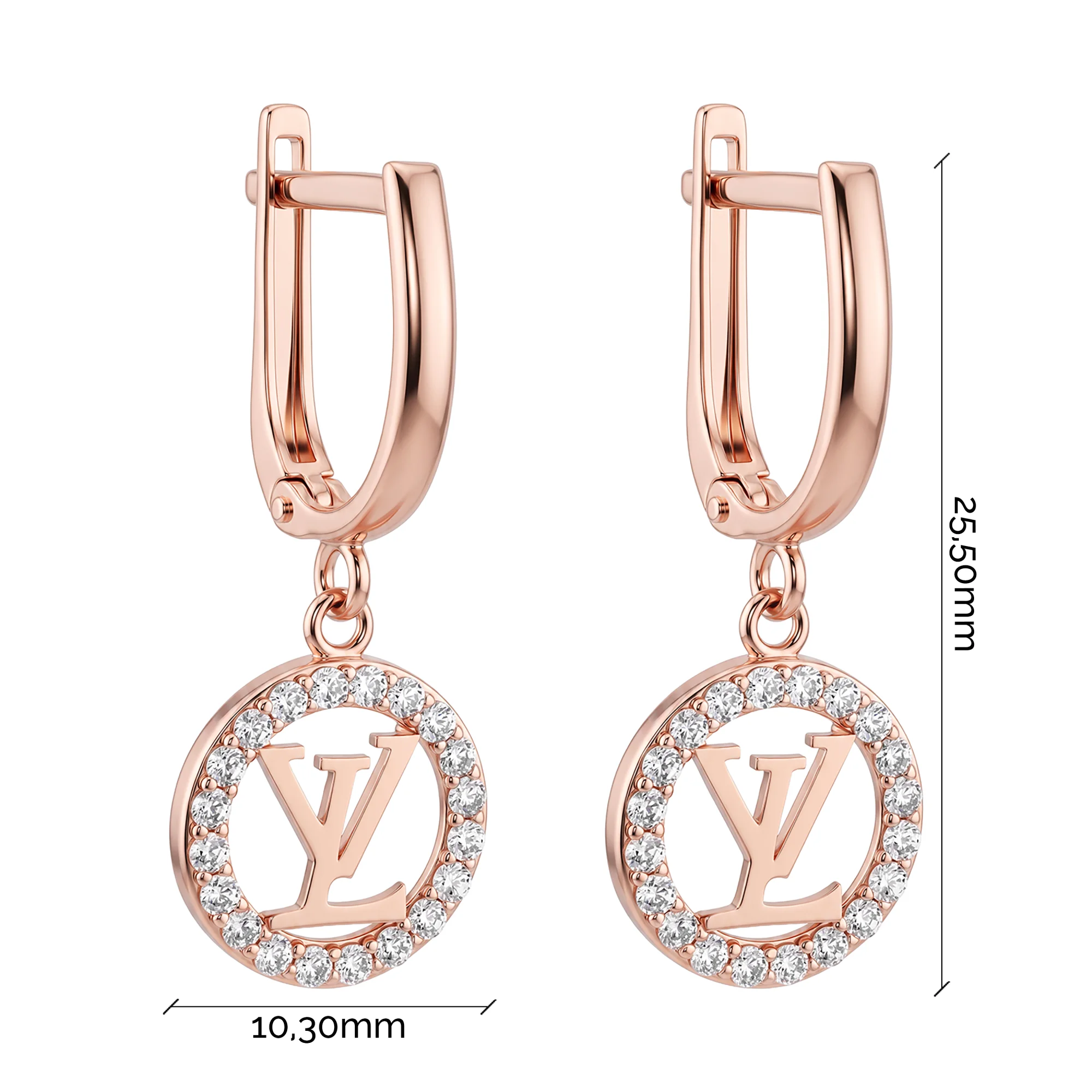 Серьги с подвесами из красного золота с фианитами  - 2193485 - 3