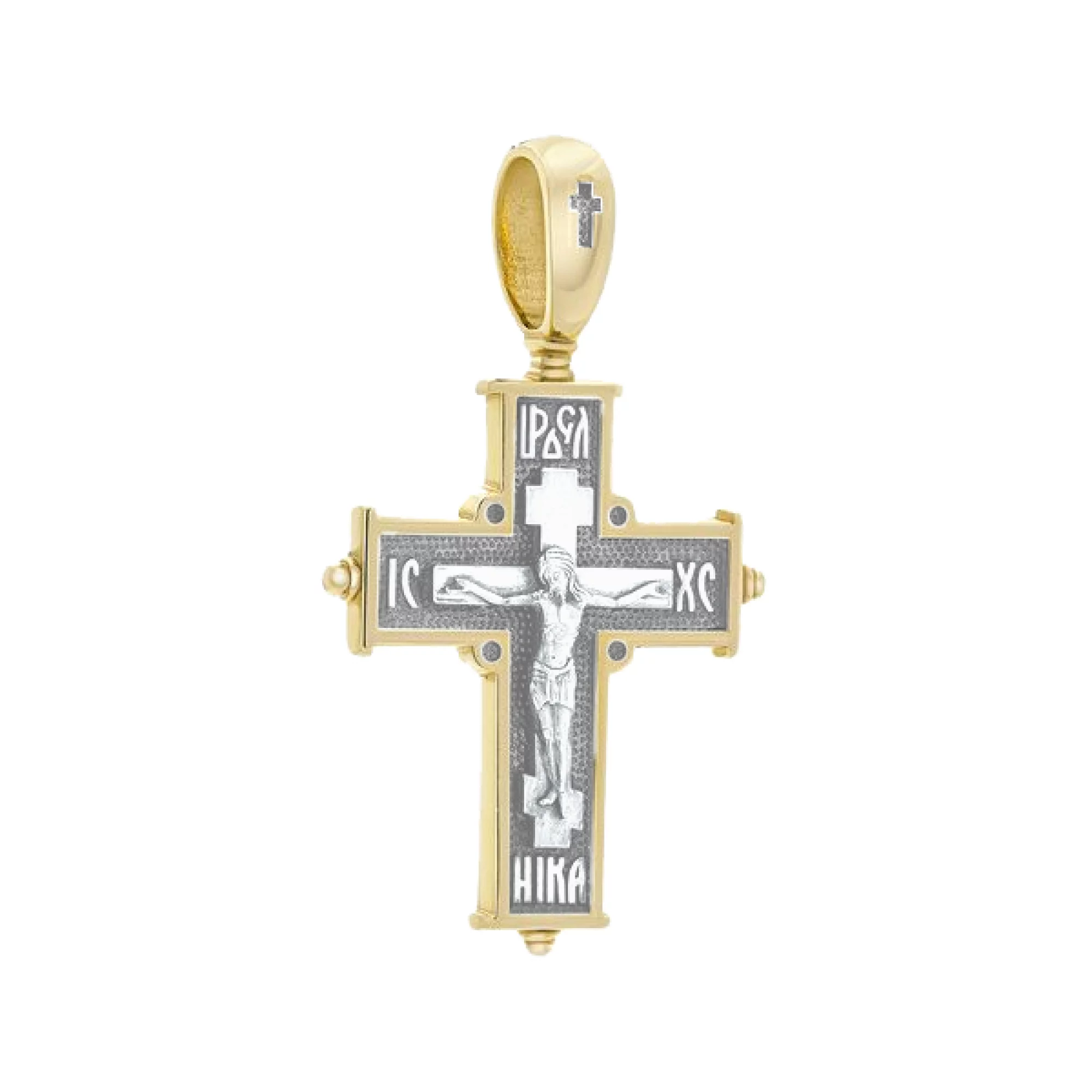 Крестик серебряный с позолотой и чернением - 443528 – изображение 1