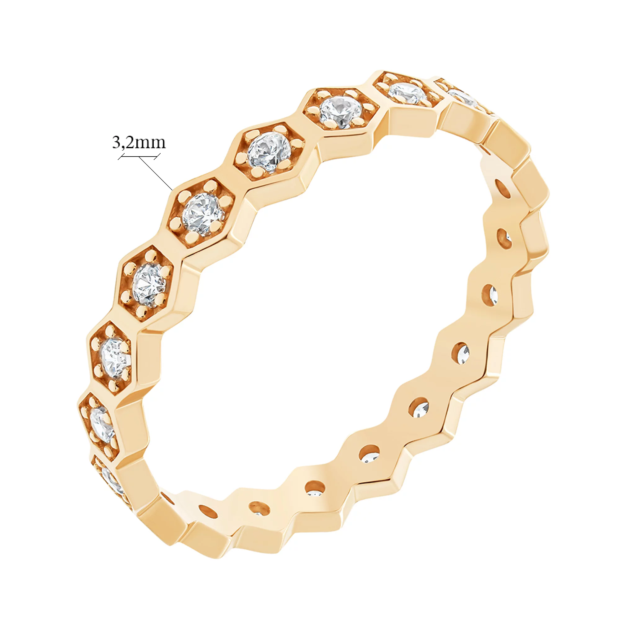 Золотое кольцо с фианитами - 1512508 – изображение 3