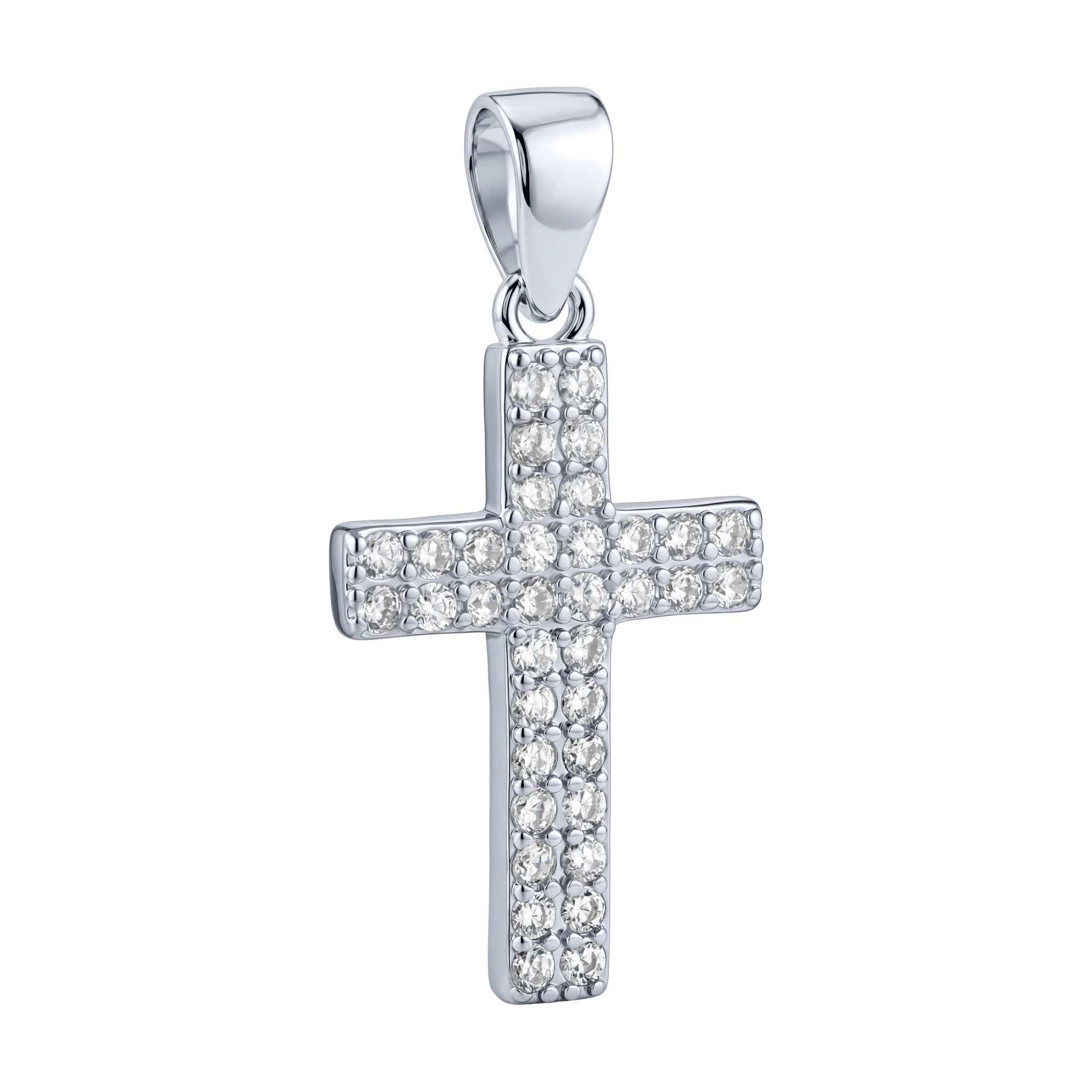 Серебряный декоративный крестик с фианитами - 2291822 - 1