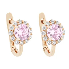 Дитячі сережки "Квітка" з фіанітами у червоному золоті - 1609839