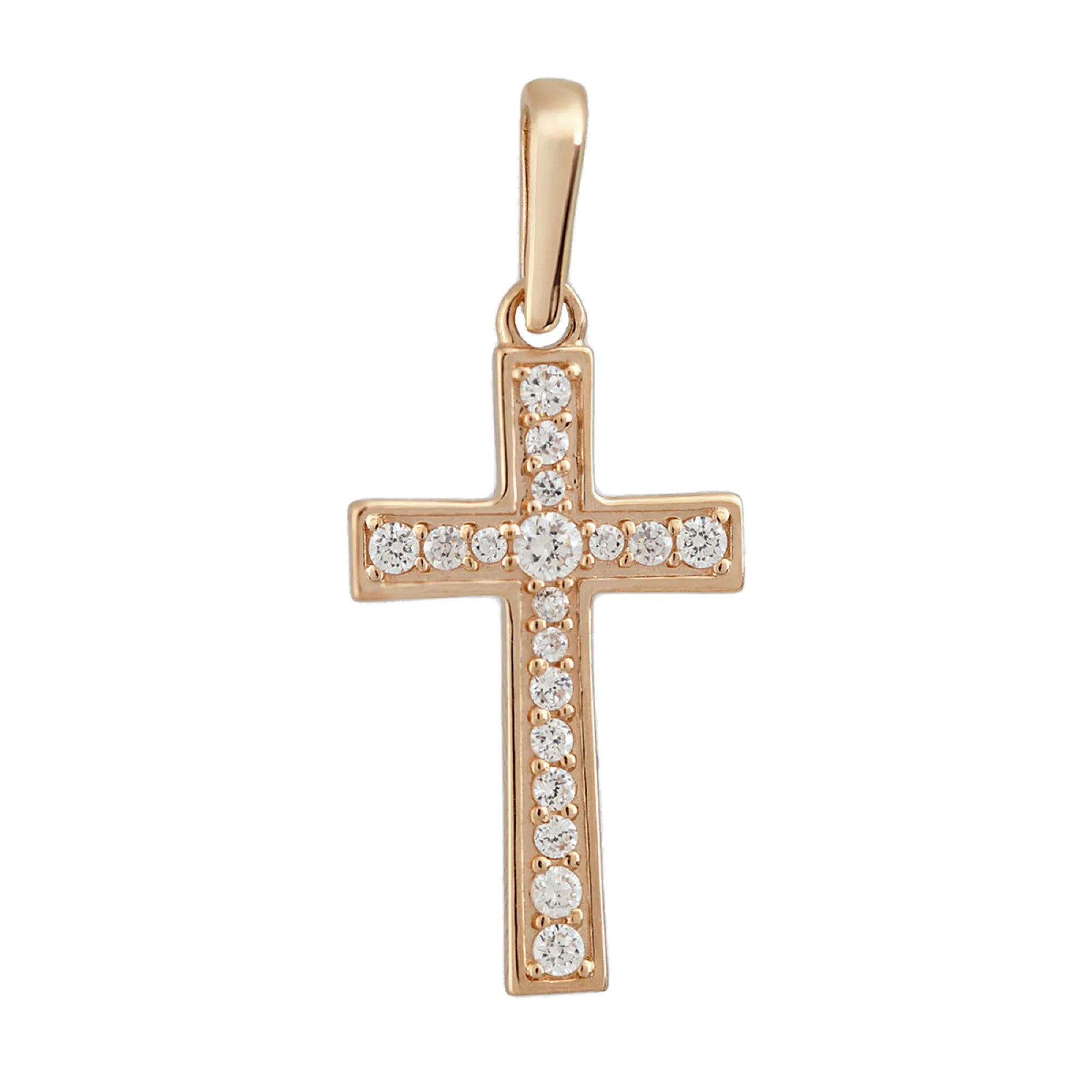 Золотой крестик с фианитом - 402142 – изображение 2