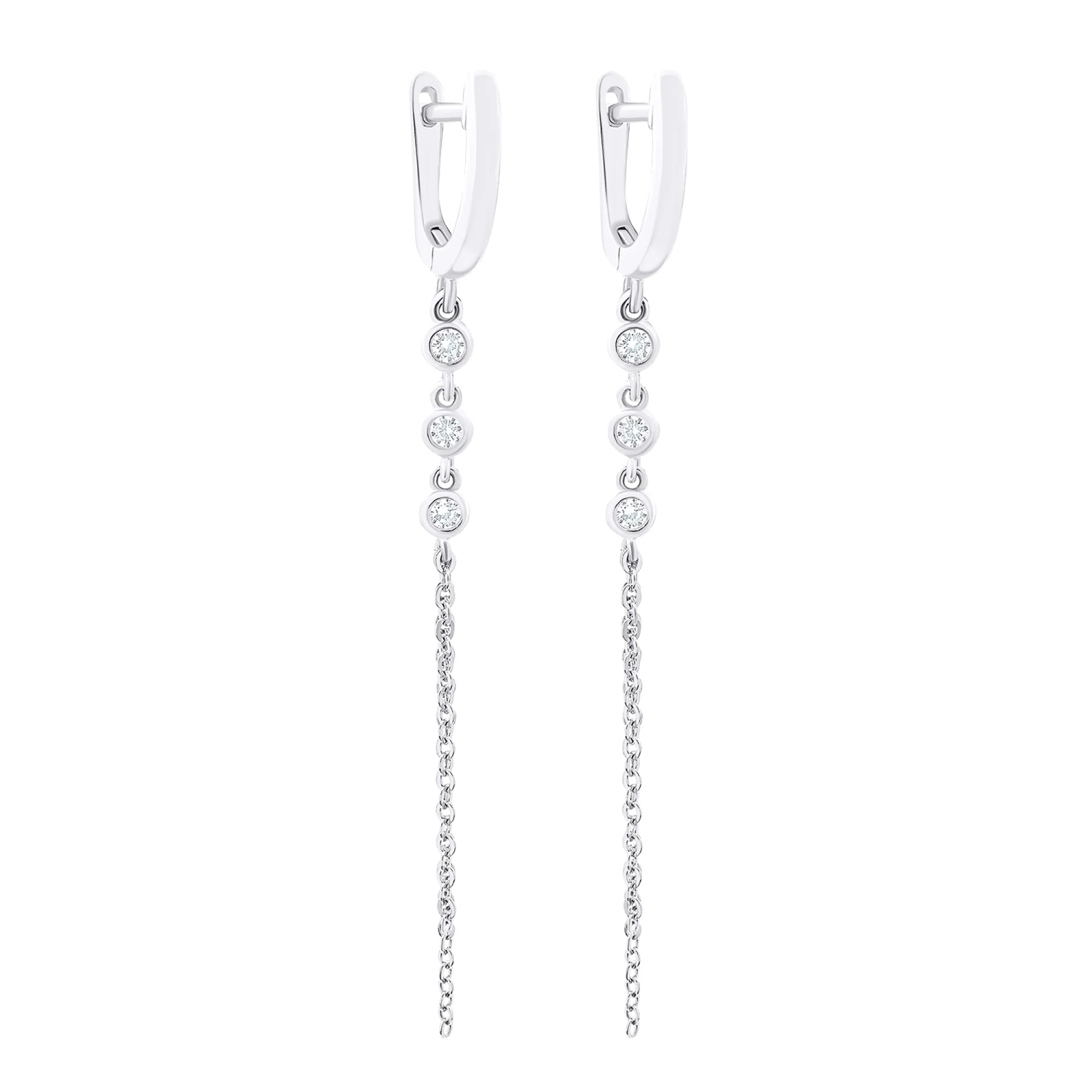 Серьги из серебра с подвесками "Цепочки" с фианитами - 1520782 - 1