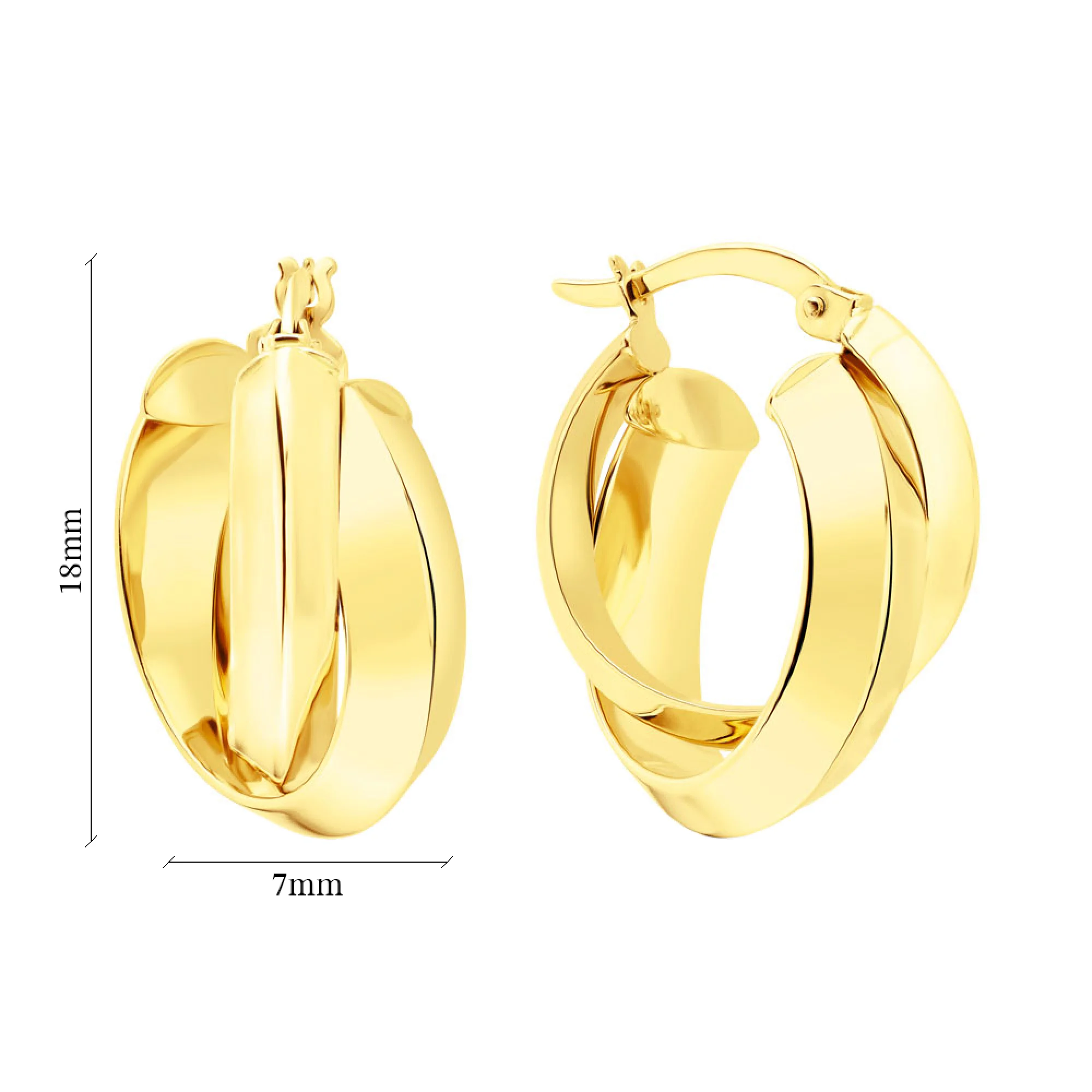 Сережки-кольца из лимонного золота - 1345791 - 2
